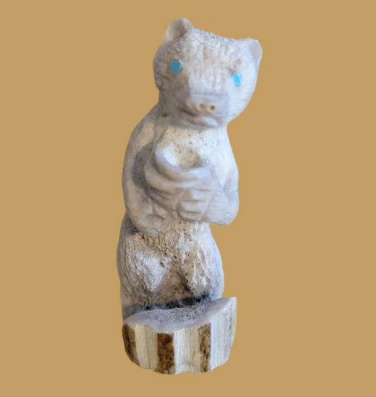 Antler "Honey Bear"  w/ Honey Pot Zuni Fetish