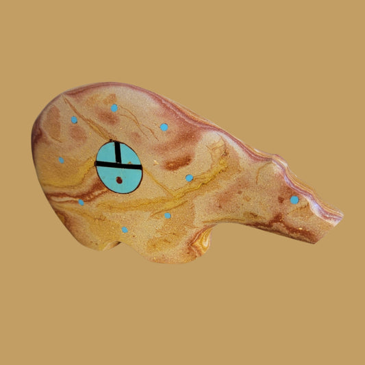 Large Hickoryite Bear w/Zuni Suns Zuni Fetish