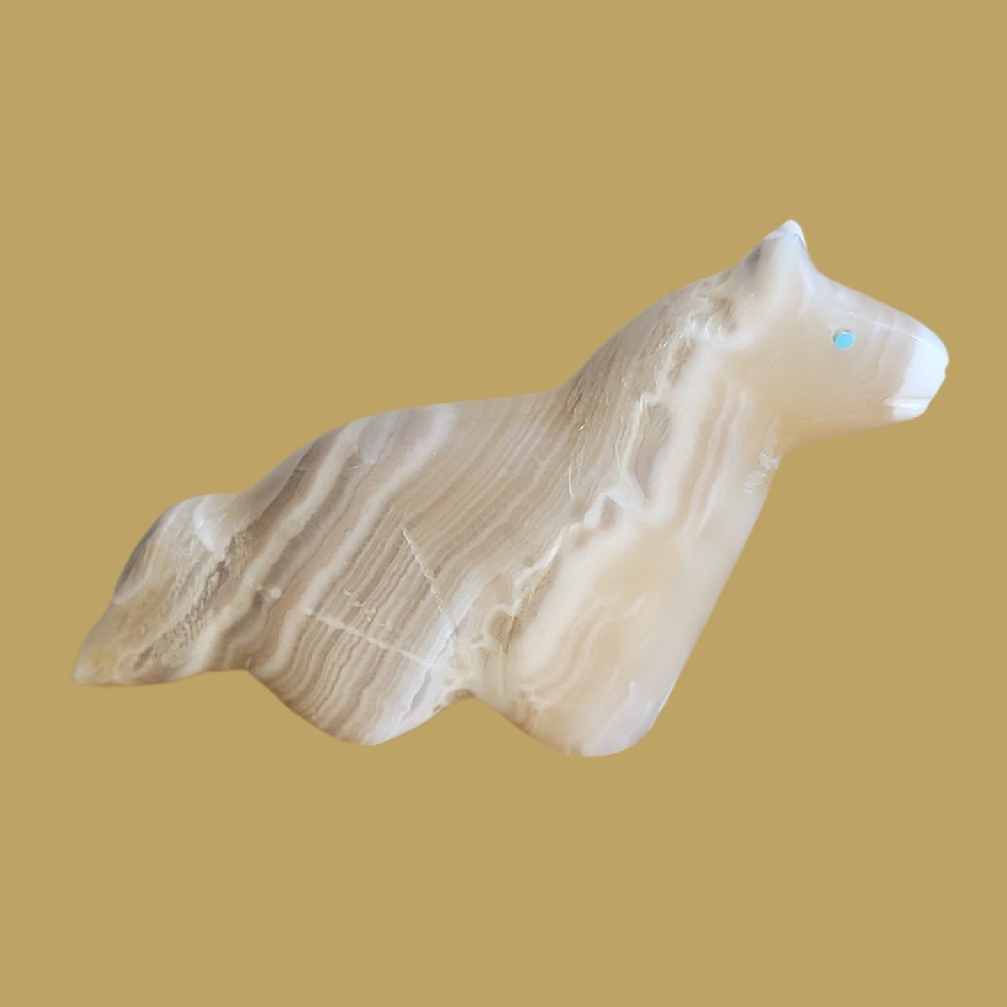 Blonde Onyx Healing Horse Zuni Fetish