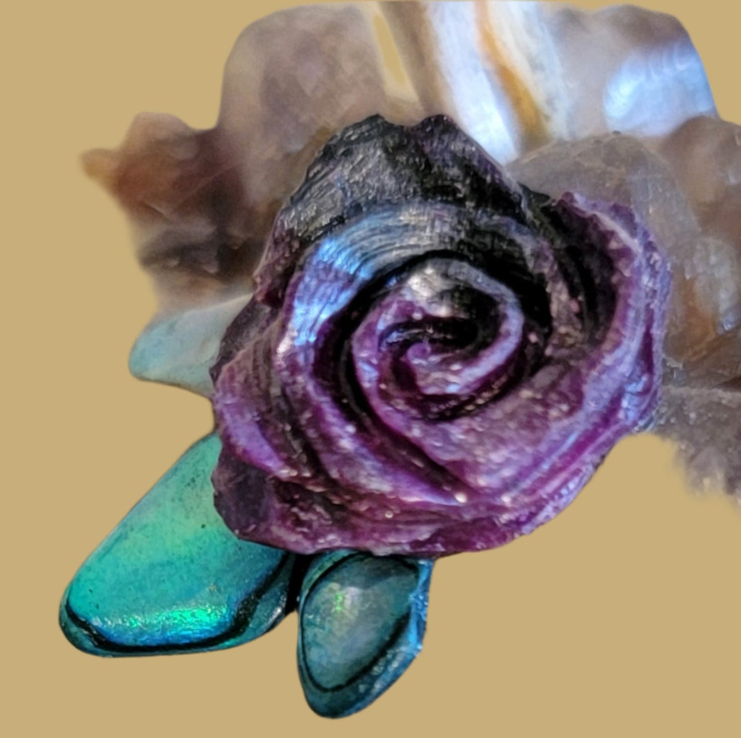 Antler Unicorn on Amethyst Base w/Rose Zuni Fetish