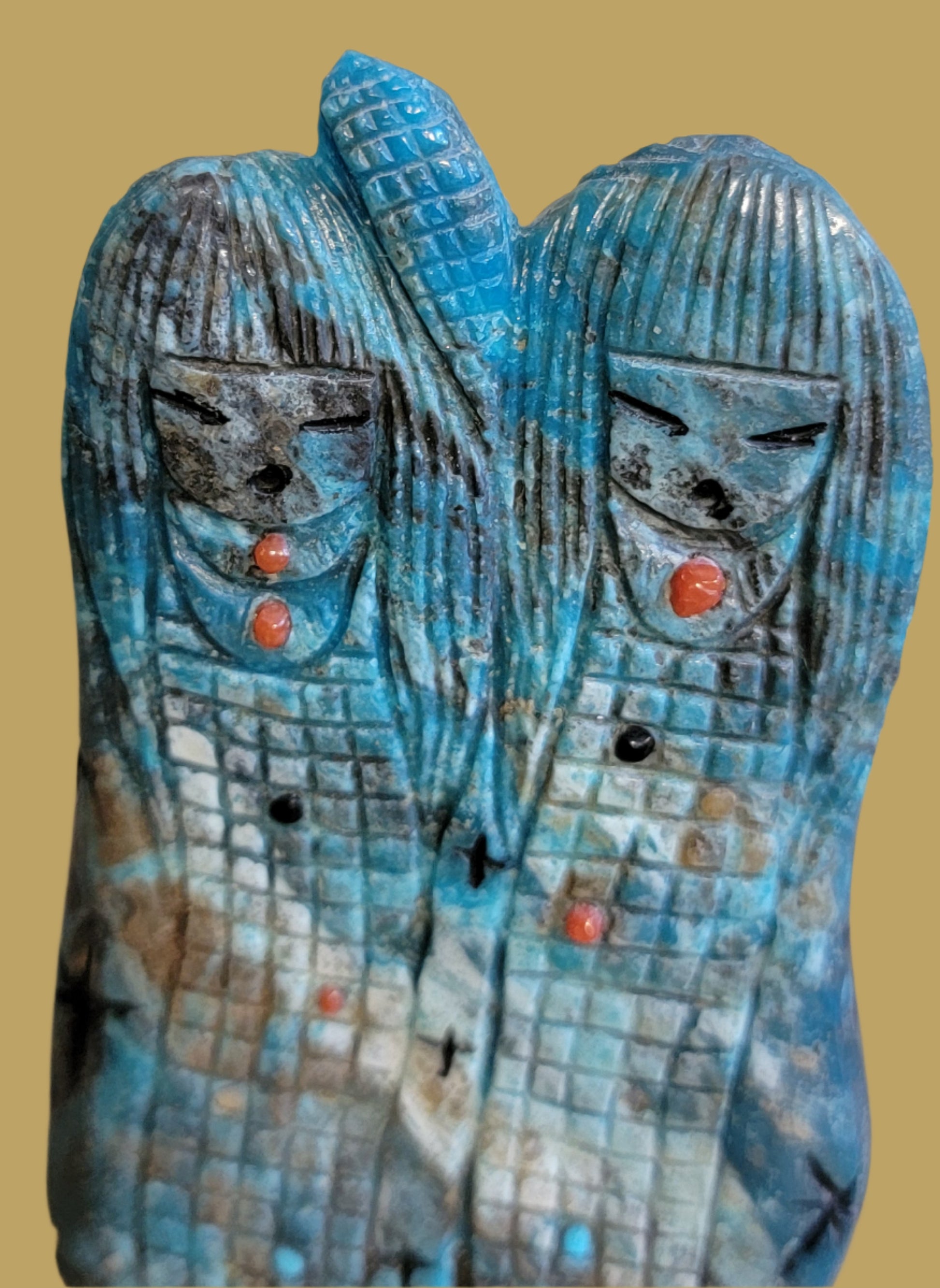 Quadruple Turquoise Zuni Maidens/Corn Maidens Zuni Fetish