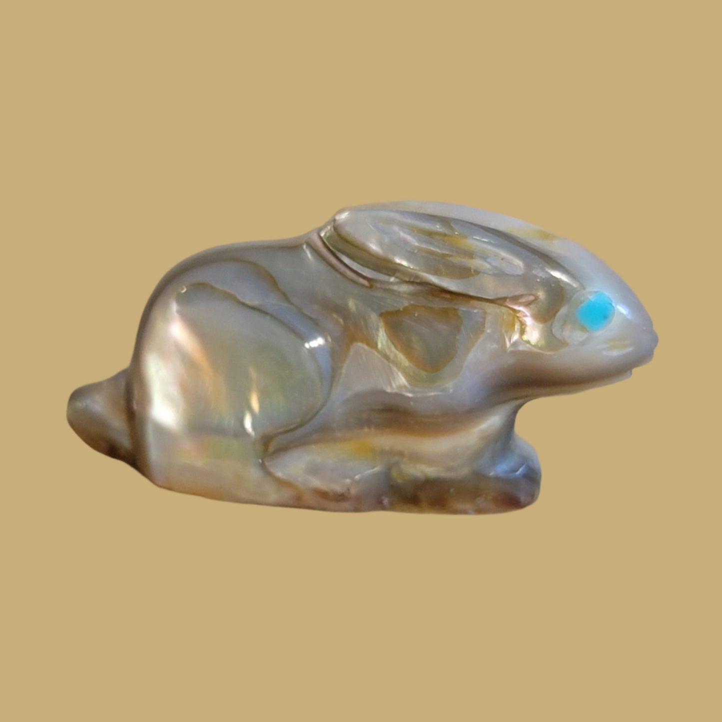 Abalone Shell Bunny Rabbit w/Dragonfly Zuni Fetish