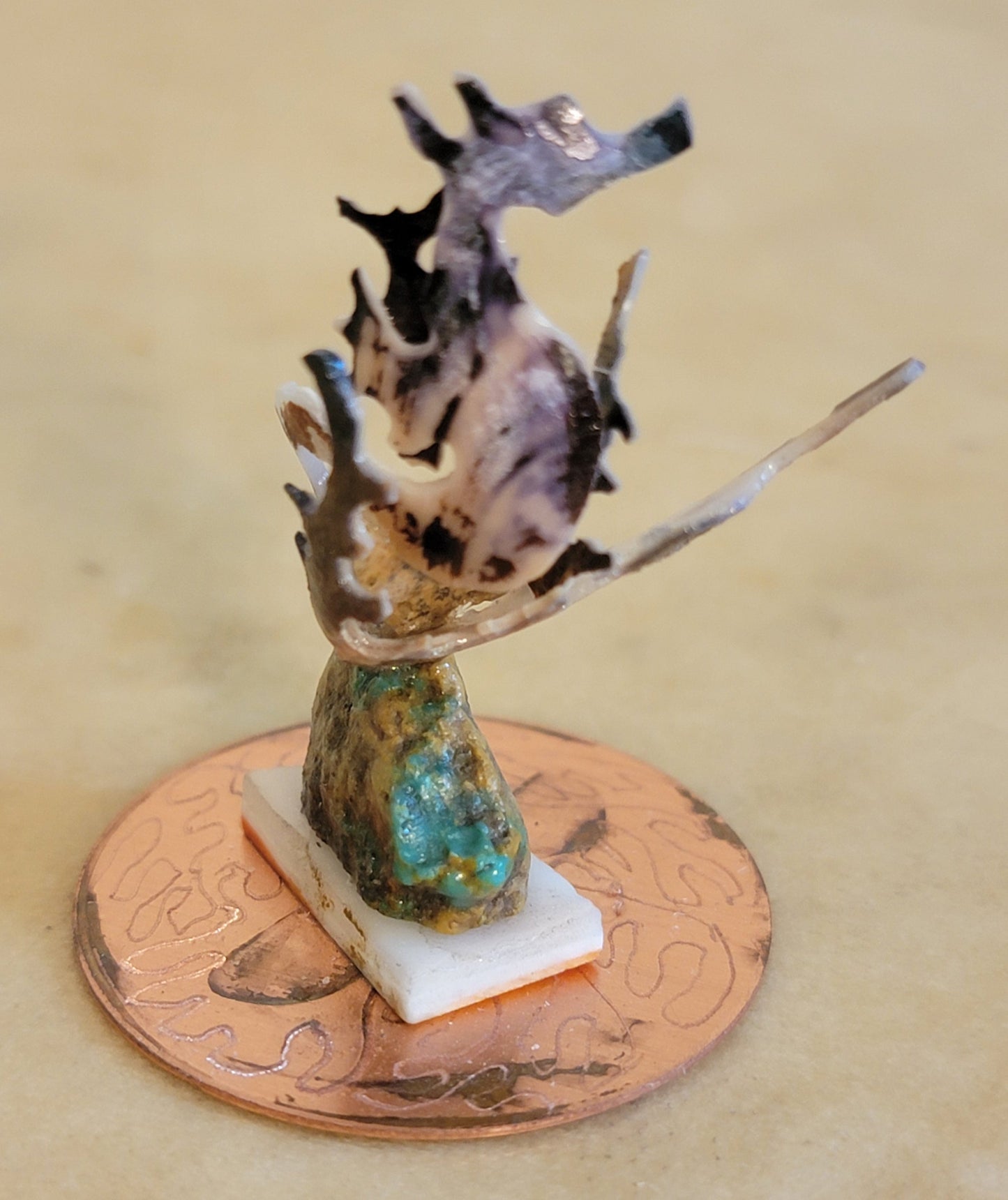 Shell and Copper Seahorse Zuni Fetish