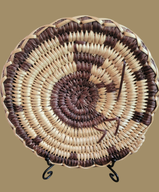 Vintage Paiute Coiled Basket w/ Kokopelli Design Indian Basket