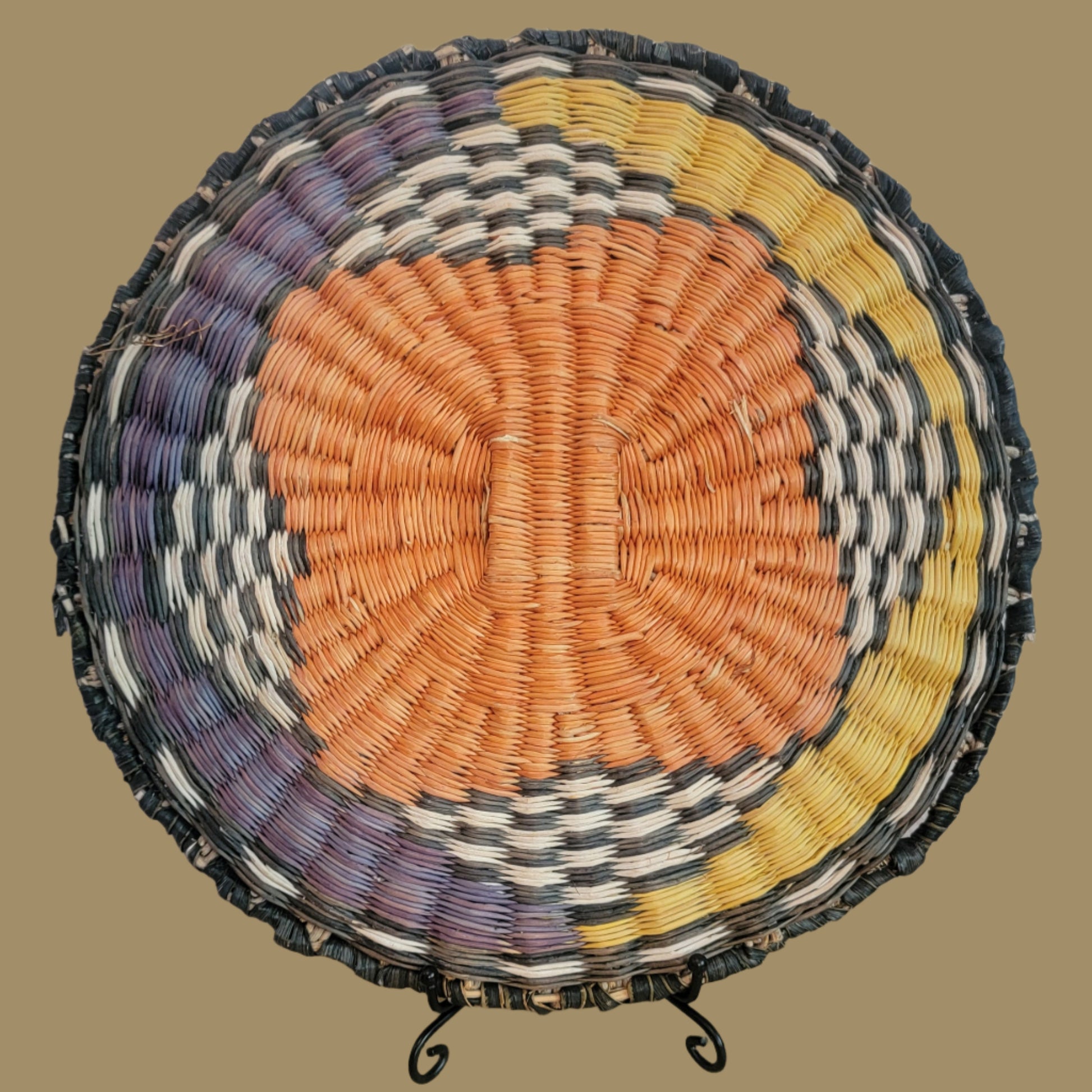 Vintage Third Mesa Hopi Wicker Plaque Indian Basket