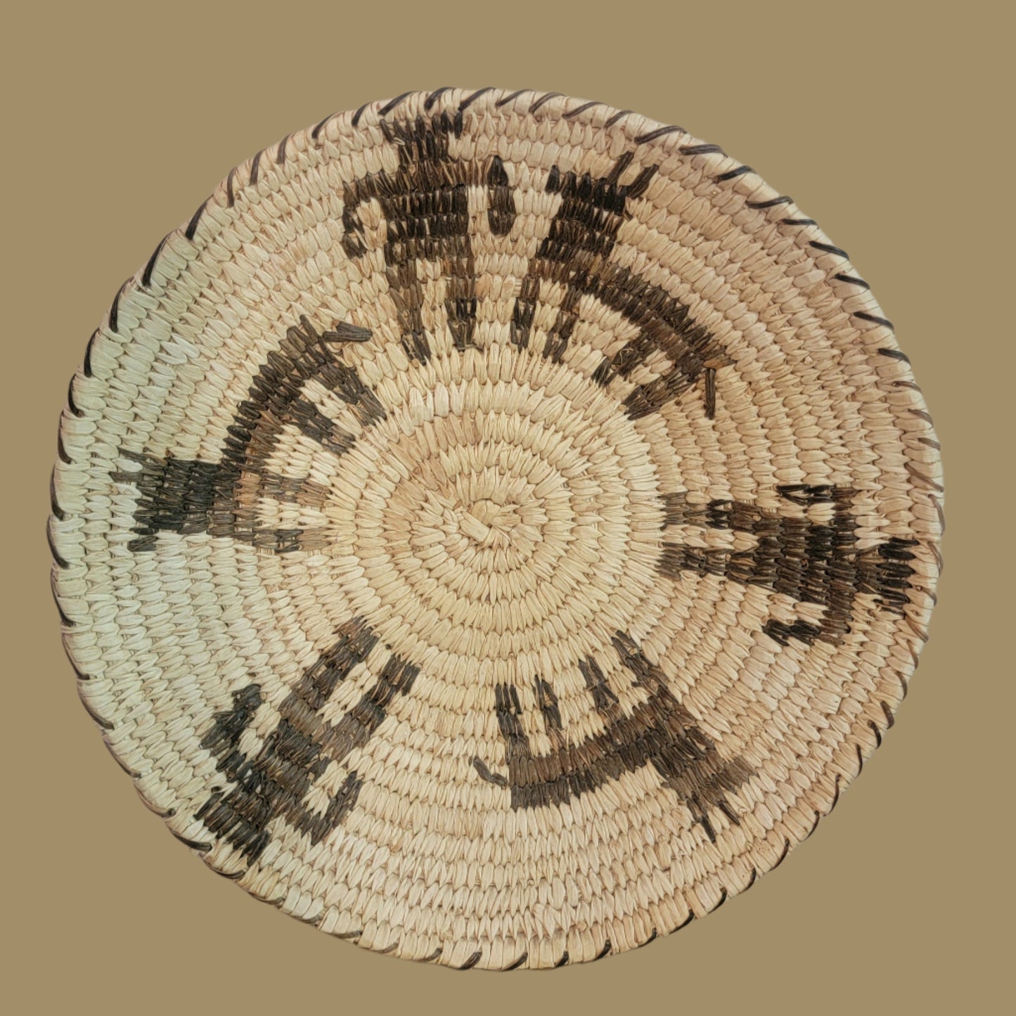 Vintage Men w/Horses Papago Tohono O'Odham Indian Basket