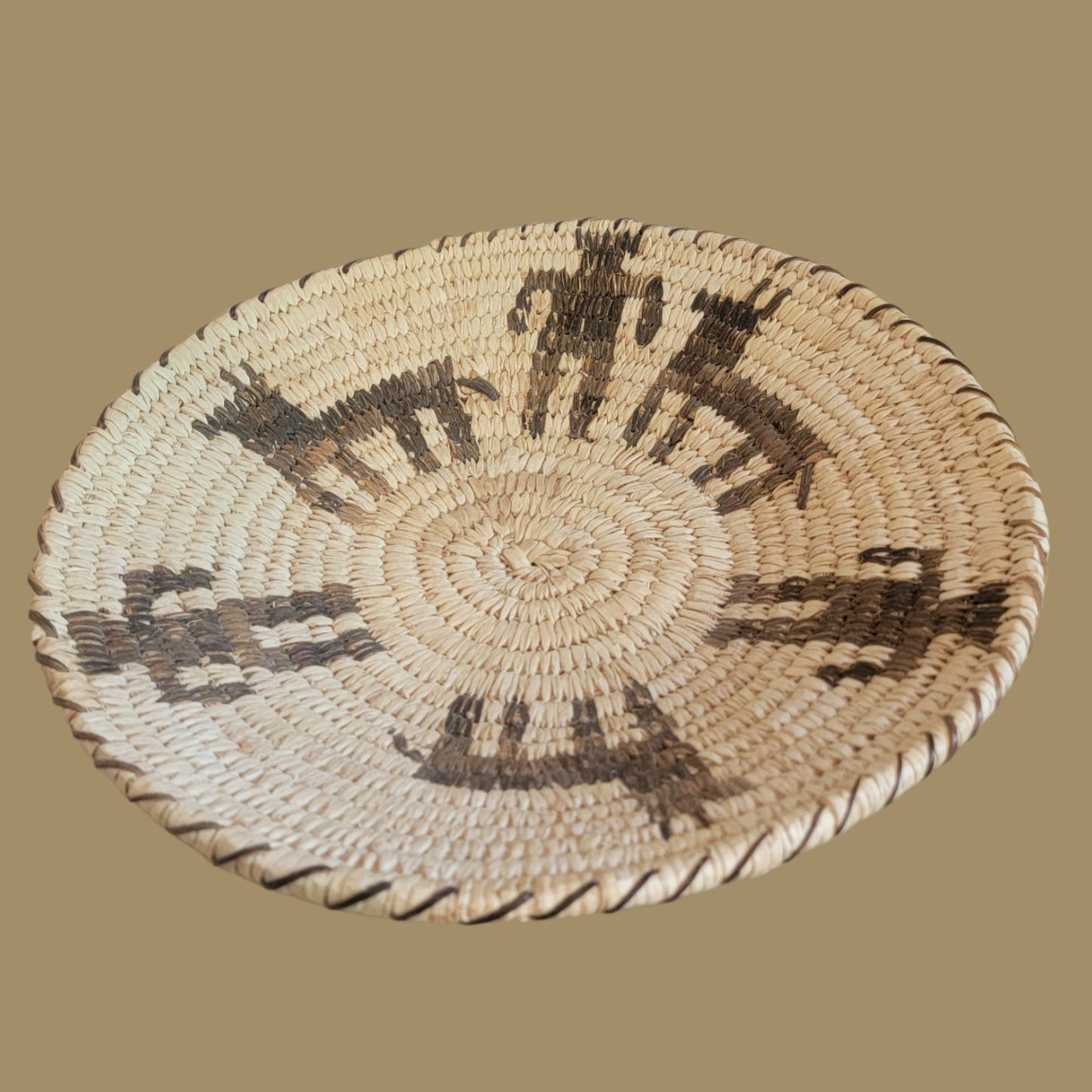 Vintage Men w/Horses Papago Tohono O'Odham Indian Basket