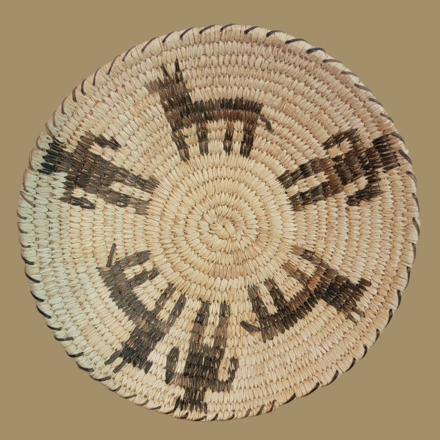 Vintage Men w/Horses Papago Tohono O'Odham Indian Basket
