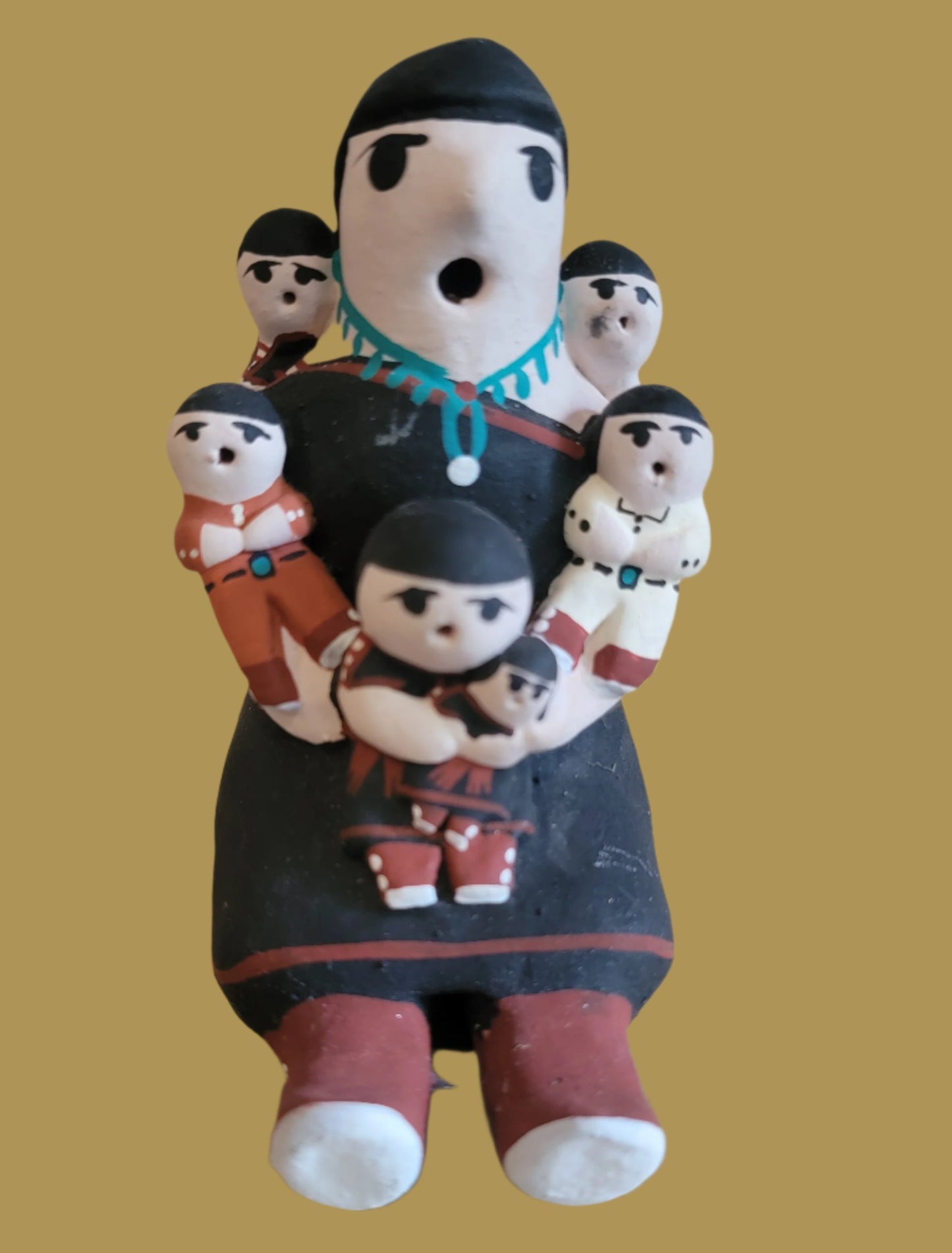 Santo Domingo Pueblo Storyteller w/six Babies Pueblo Pottery