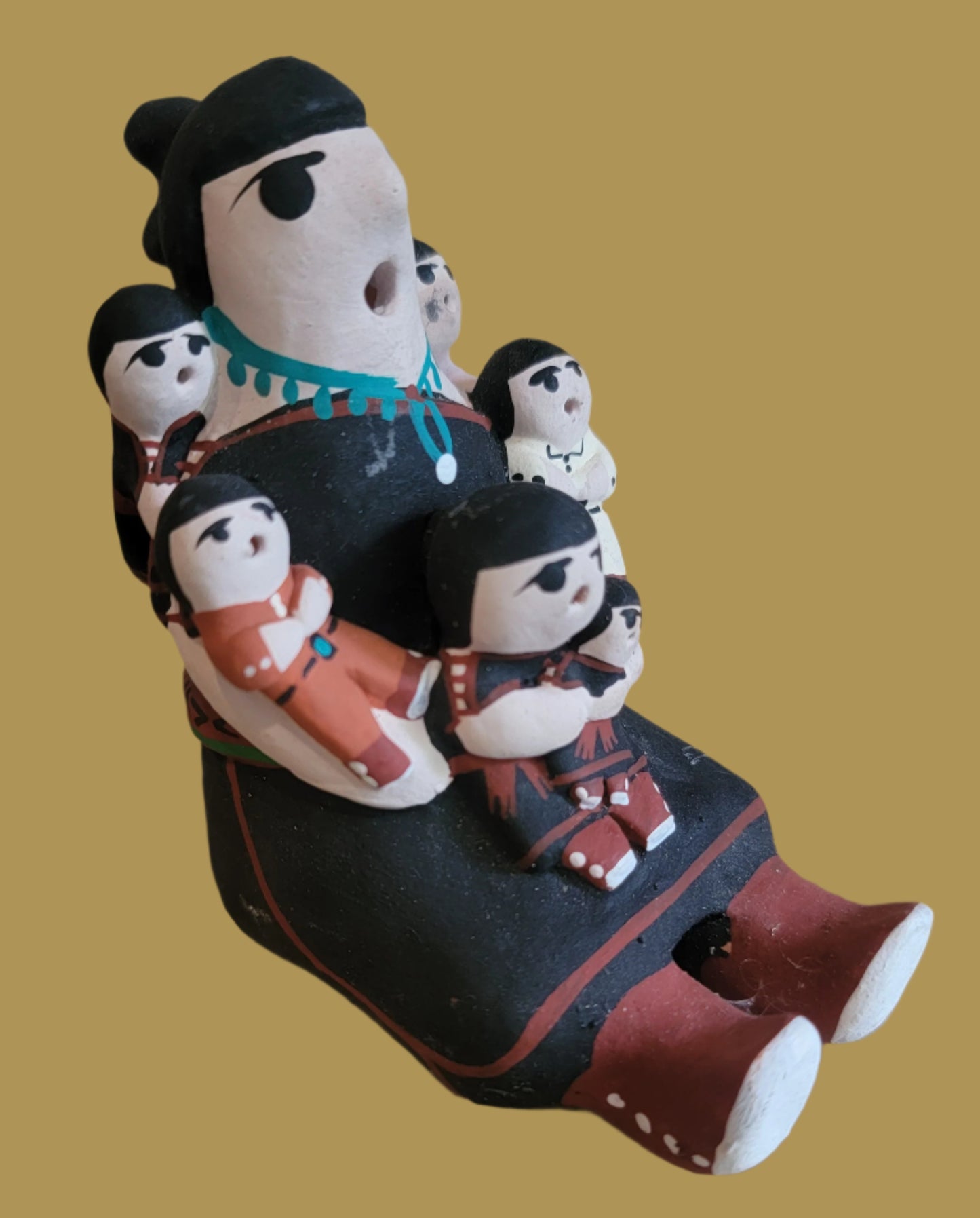 Santo Domingo Pueblo Storyteller w/six Babies Pueblo Pottery