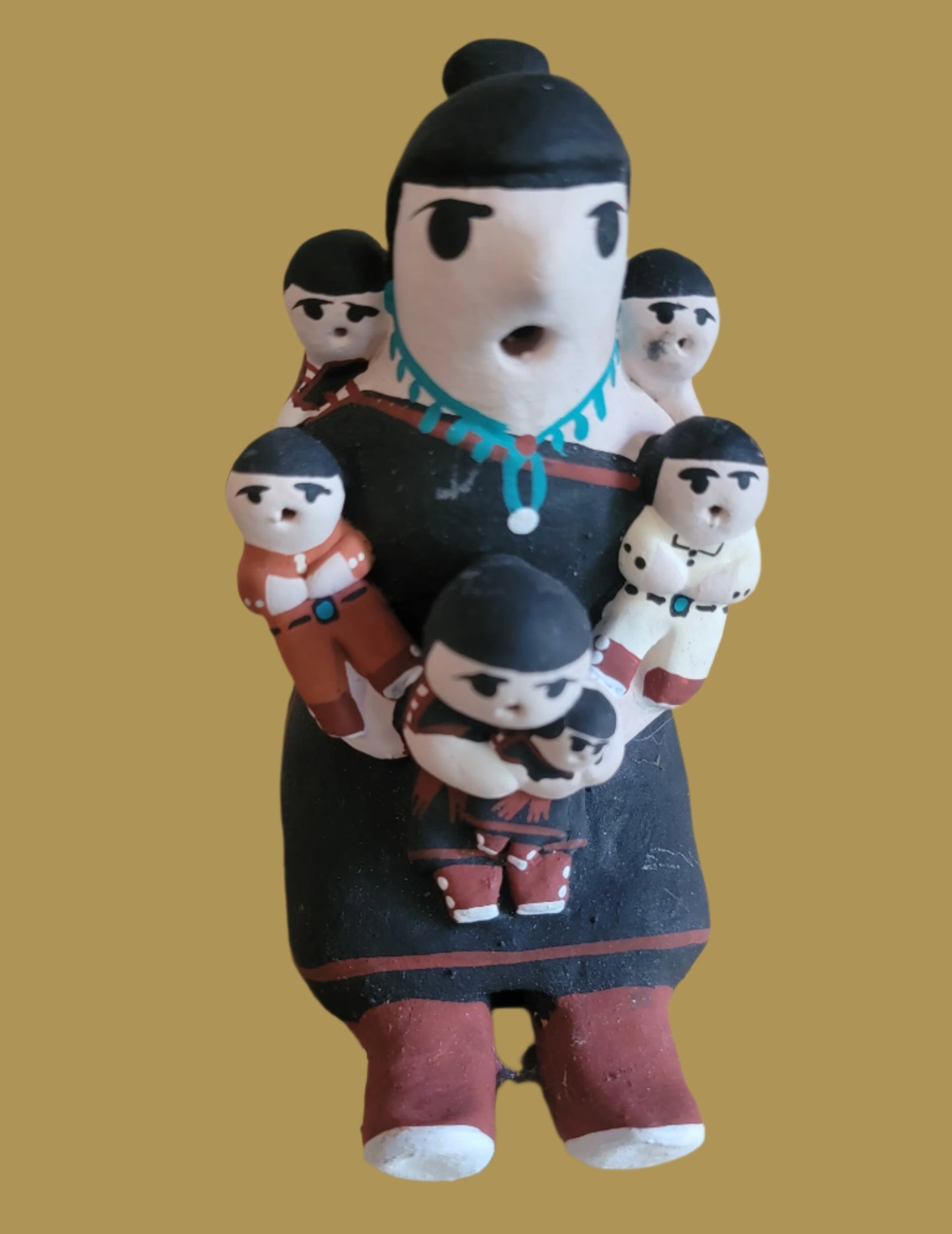 Santo Domingo Pueblo Storyteller w/six Babies Pueblo Pottery