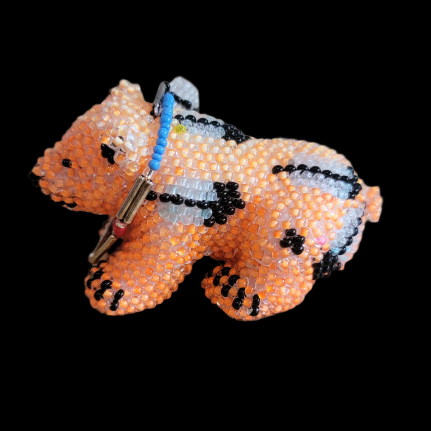 Neon Beaded Bear Cub Cutie Indian Beadwork