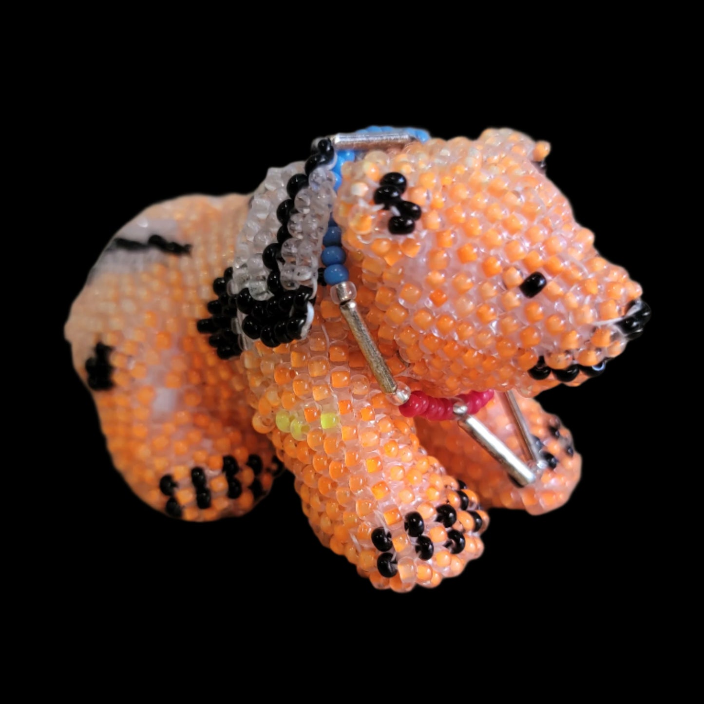 Neon Beaded Bear Cub Cutie Indian Beadwork