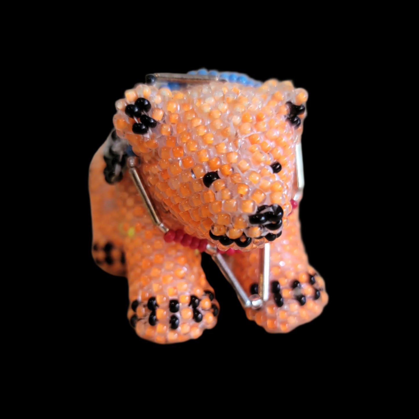 Neon Beaded Bear Cub Cutie Indian Beadwork