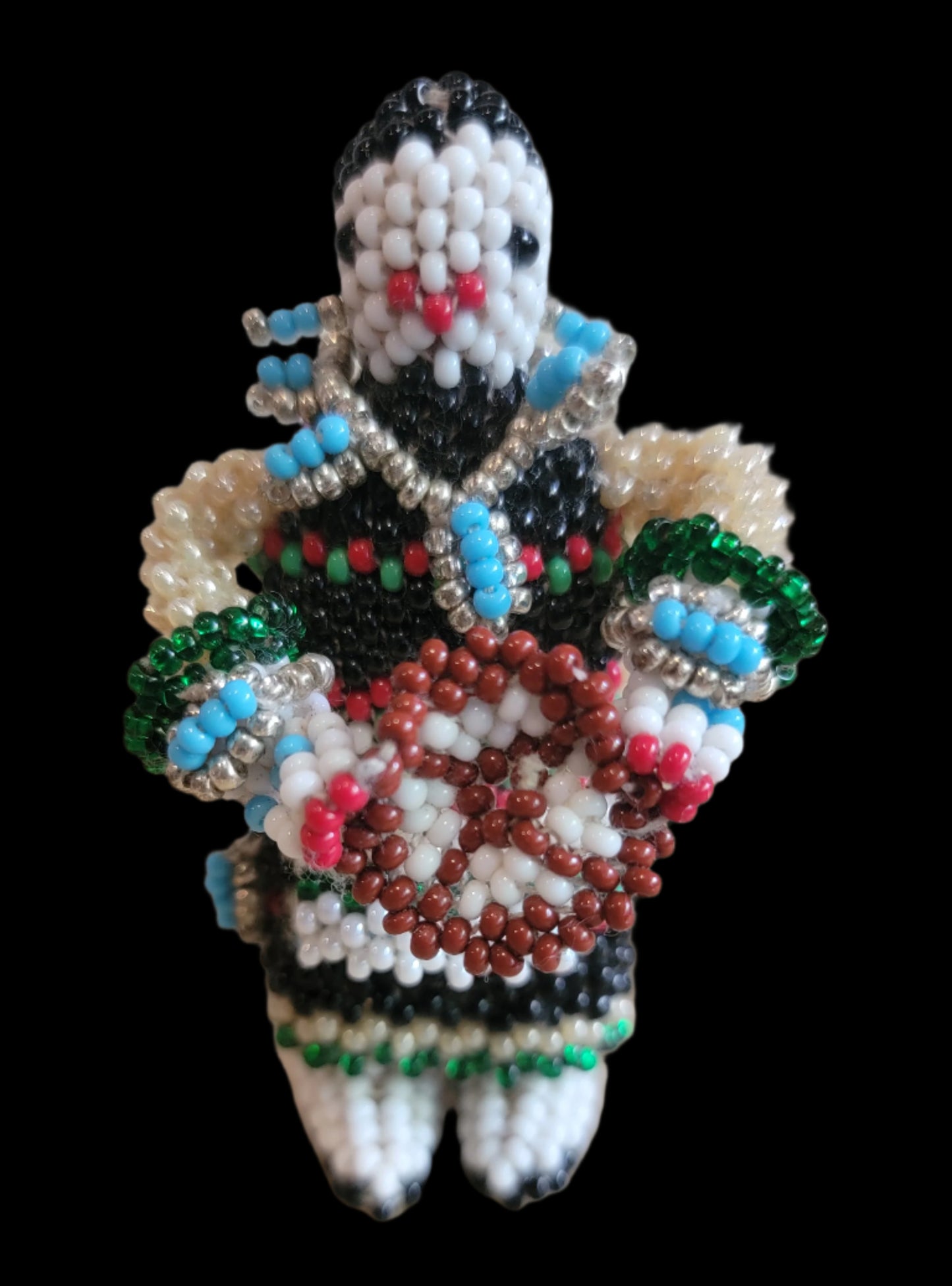Fully Beaded Zuni Maiden w/ Basket Indian Beadwork