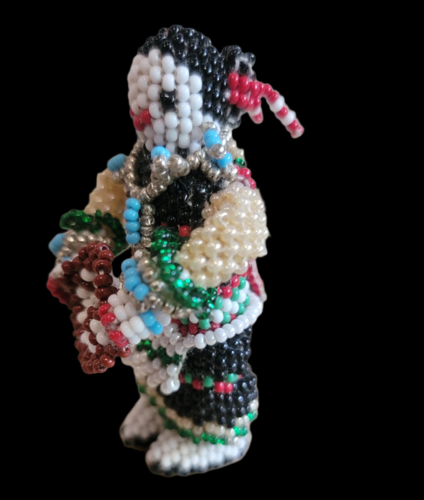 Fully Beaded Zuni Maiden w/ Basket Indian Beadwork