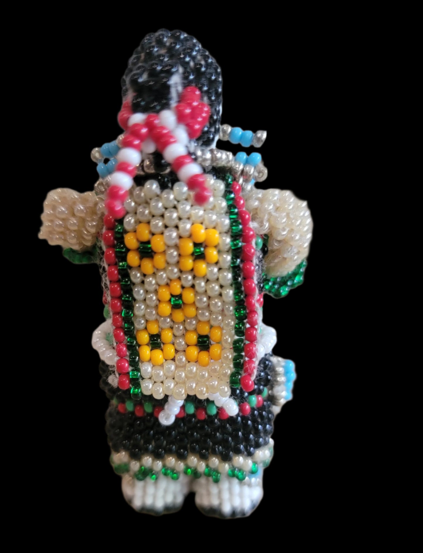 Fully Beaded Zuni Maiden w/ Basket Indian Beadwork