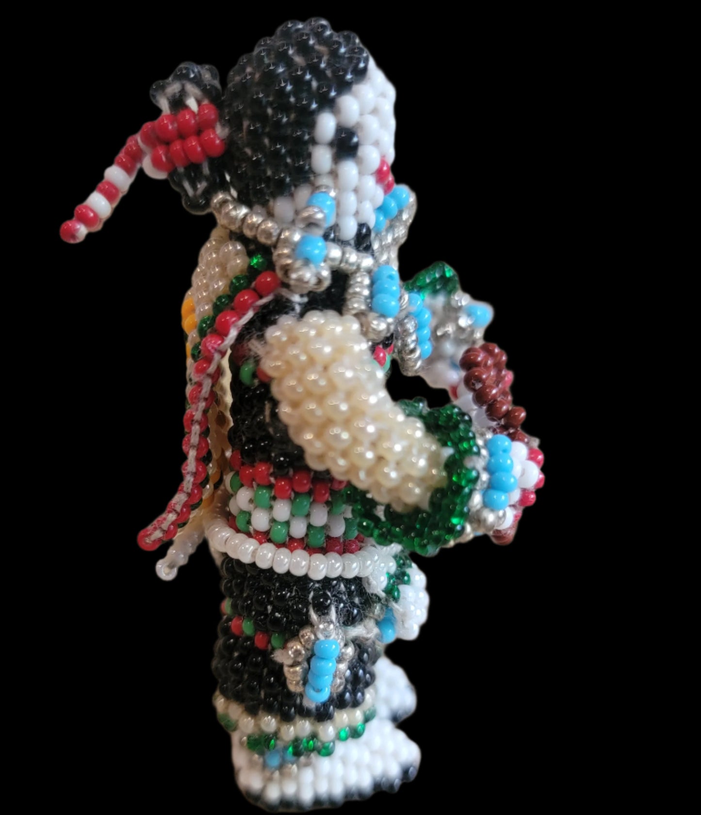 Fully Beaded Zuni Maiden w/ Basket Indian Beadwork