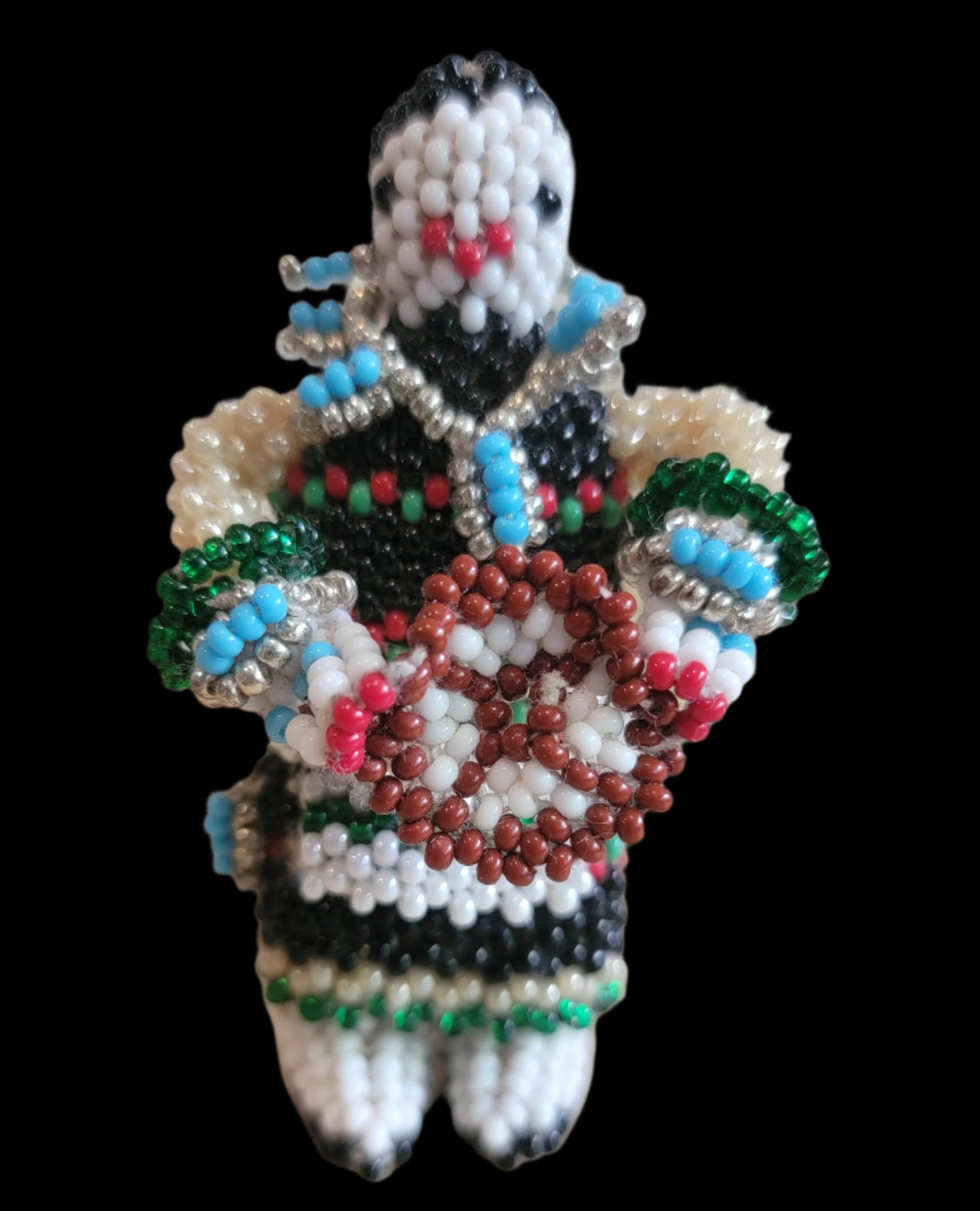 Fully Beaded Zuni Maiden w/ Basket Indian Beadwork