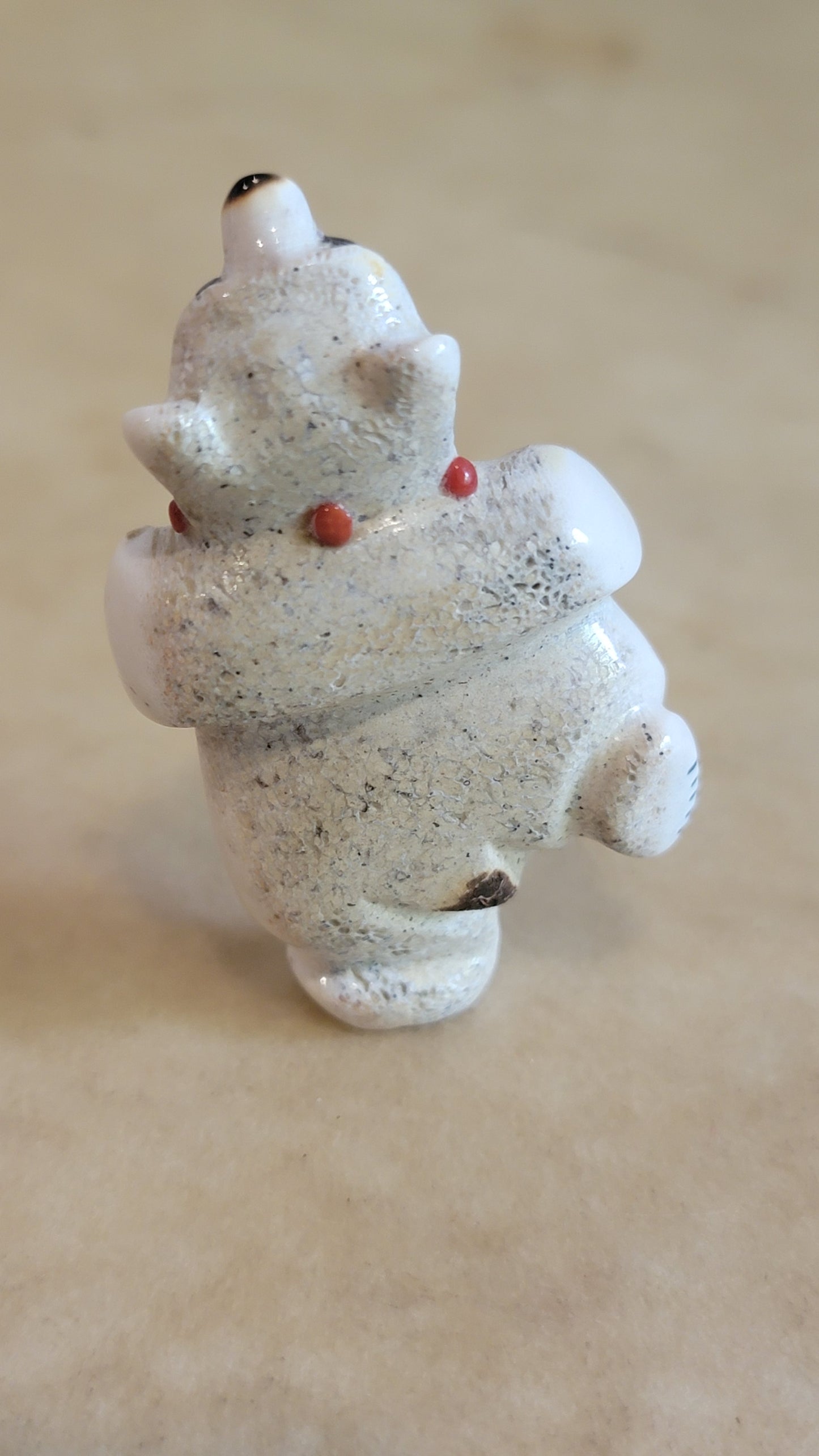 Antler Balancing Bear w/ Coral Necklace Zuni Fetish