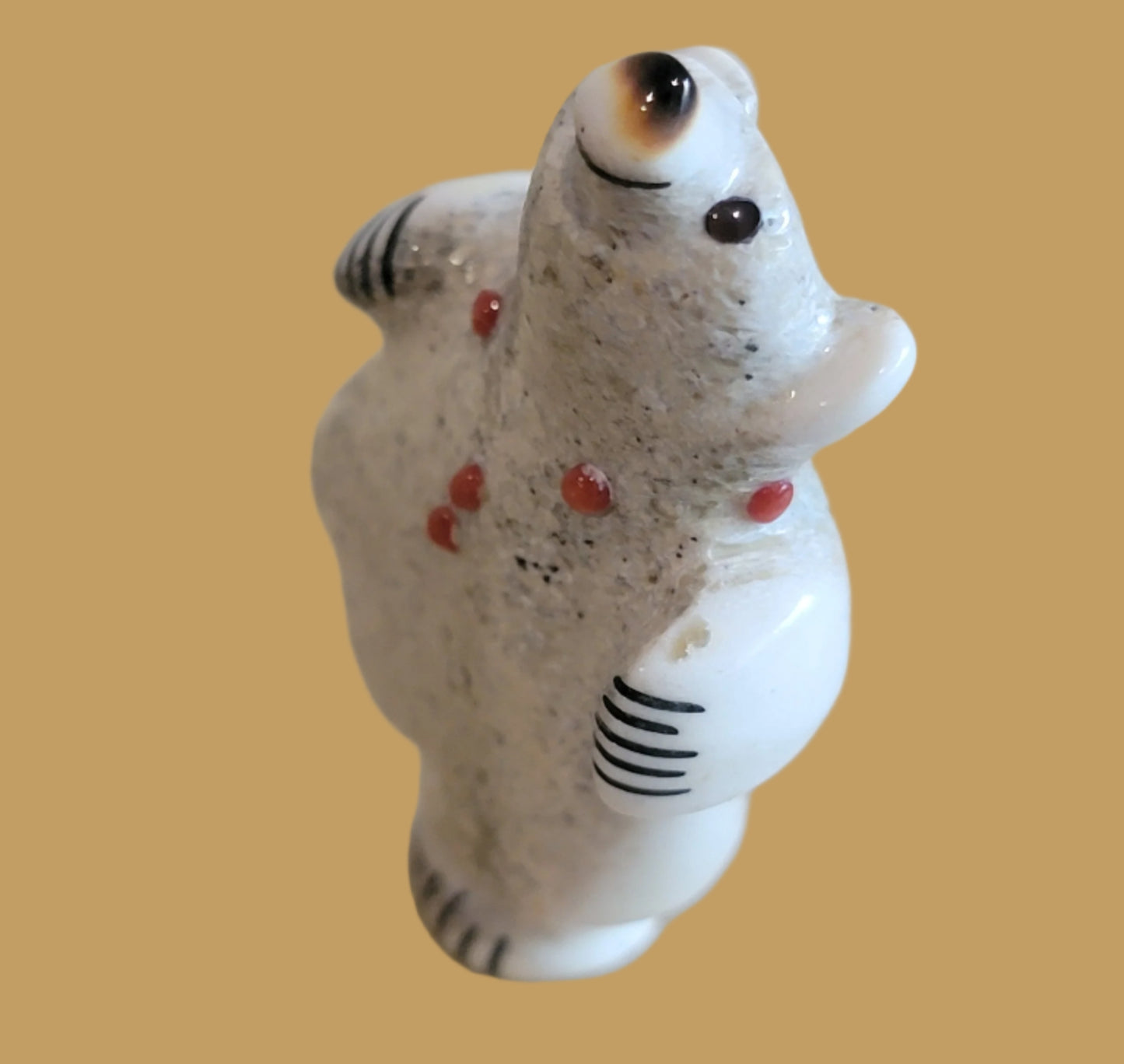 Antler Balancing Bear w/ Coral Necklace Zuni Fetish