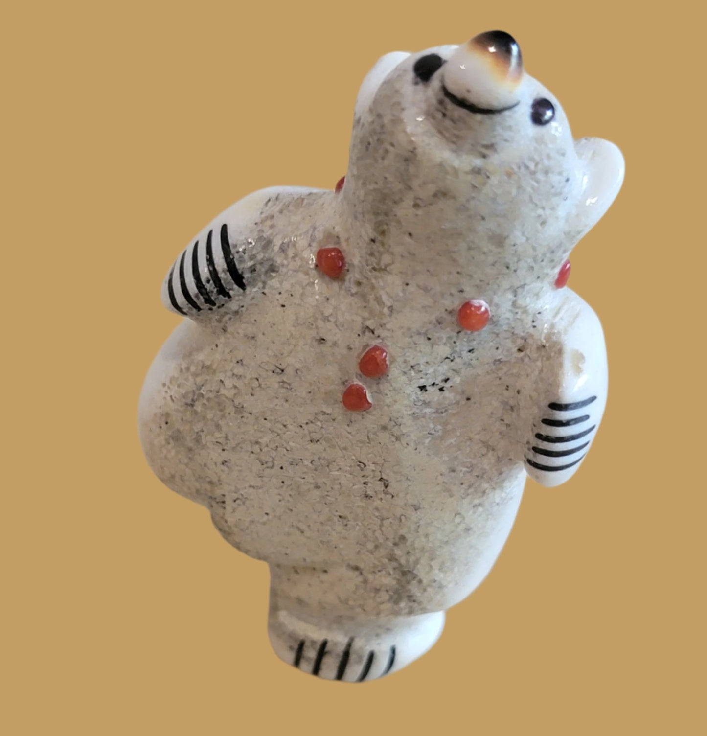 Antler Balancing Bear w/ Coral Necklace Zuni Fetish
