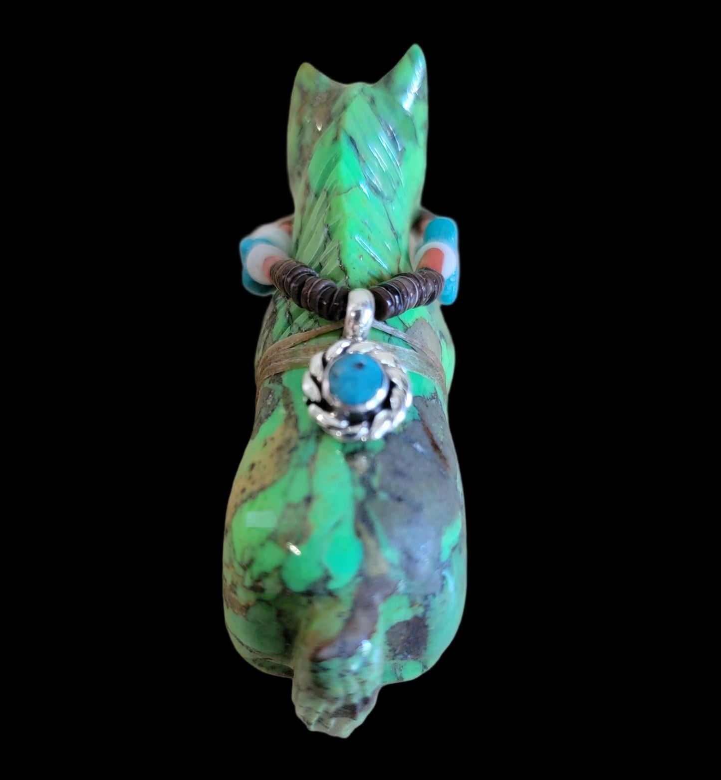 Gaspeite Fancy Horse w/Sterling Silver and Cool Bridle Zuni Fetish