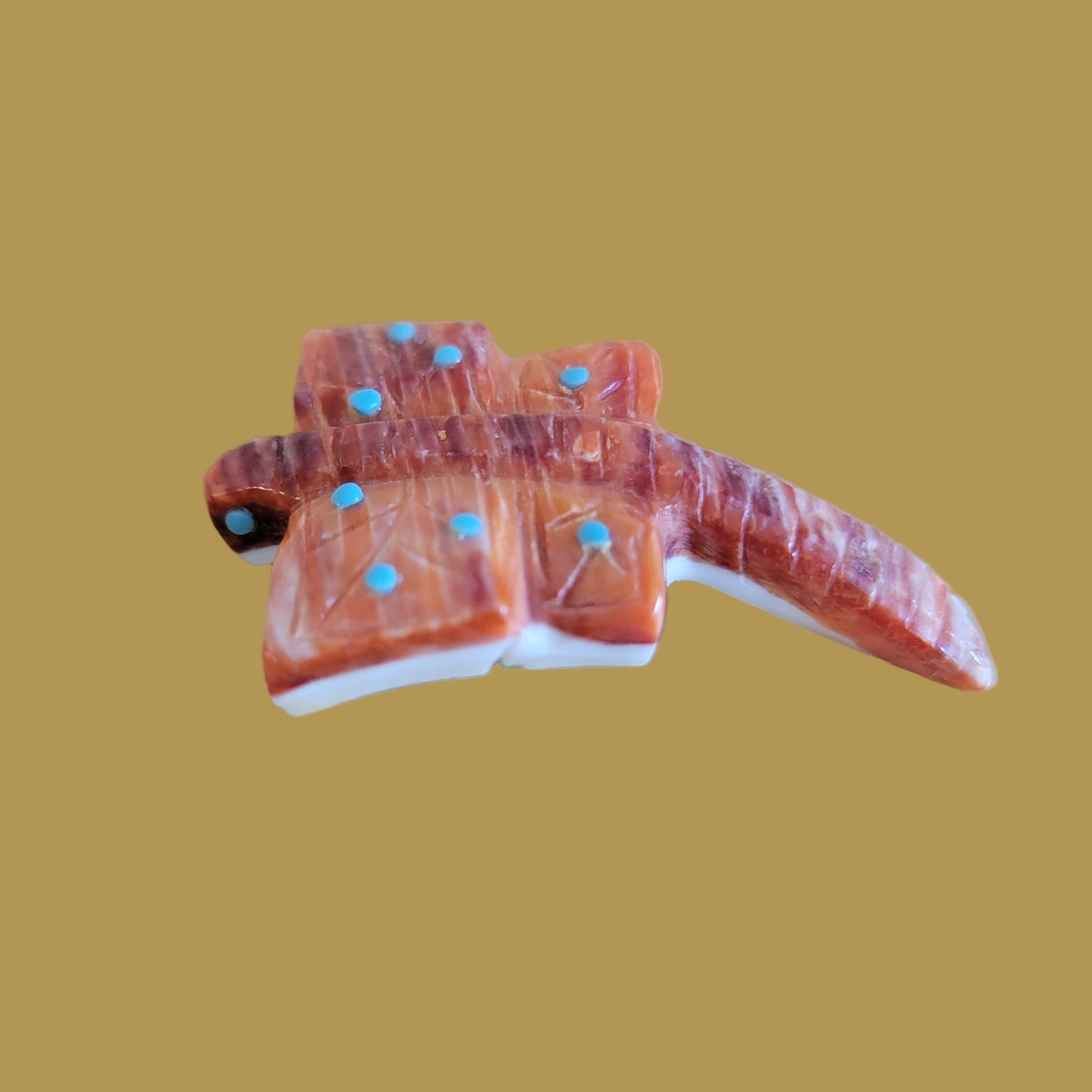 Brilliant Orange Spiny Oyster Dragonfly Zuni Fetish