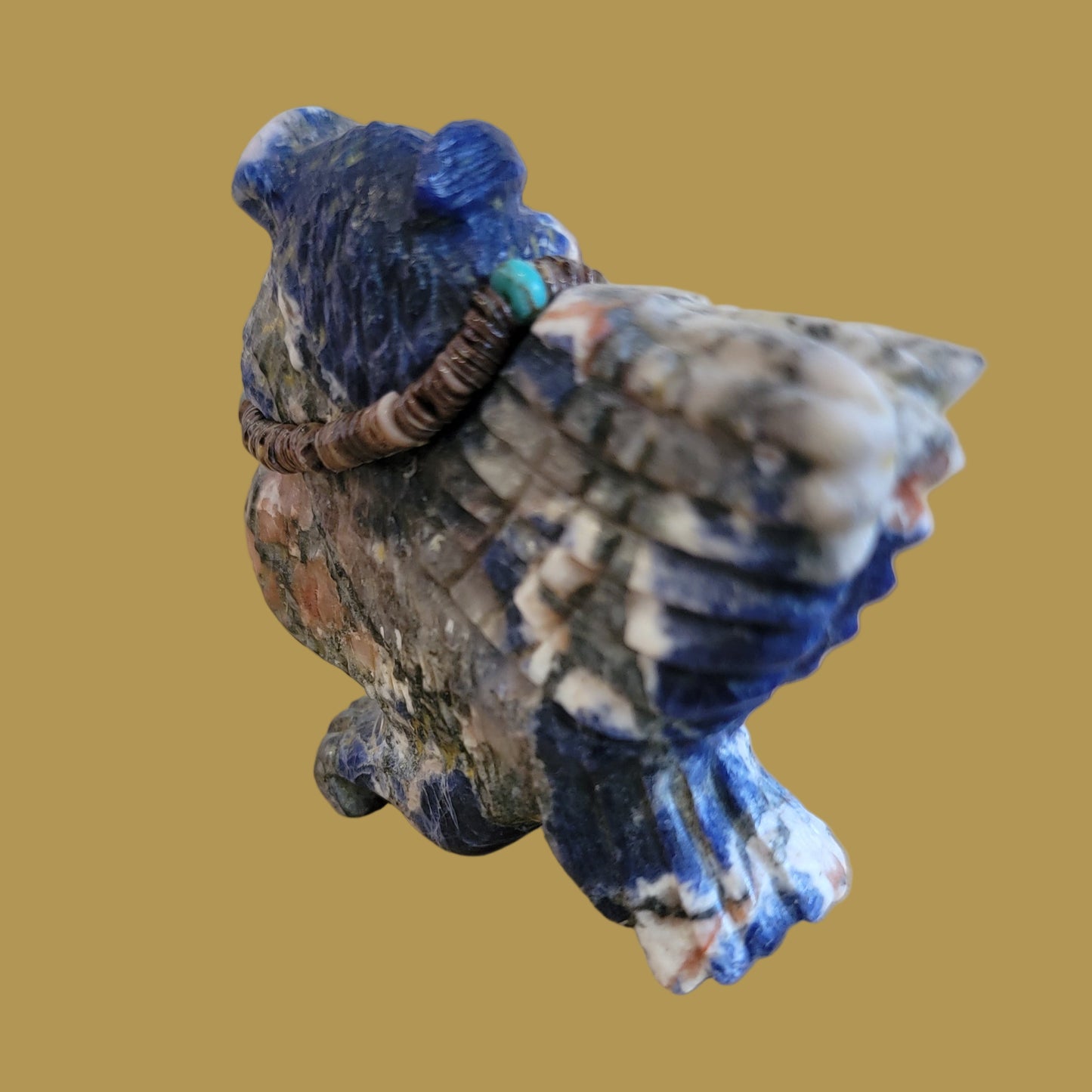 Sunset Sodalite Great Horned Hoot Owl Zuni Fetish w/Bling