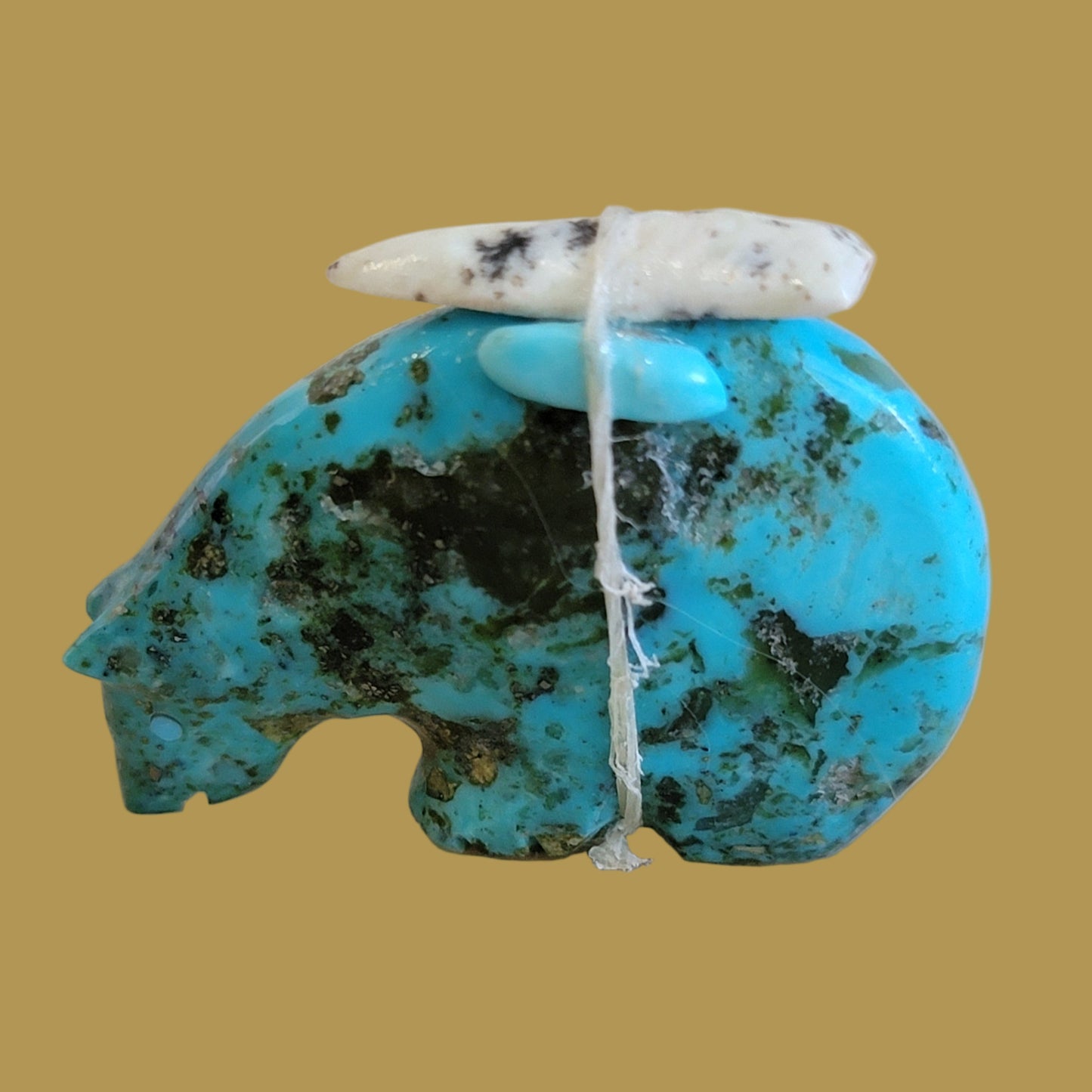 Turquoise Medicine Bear w/Pack Zuni Fetish