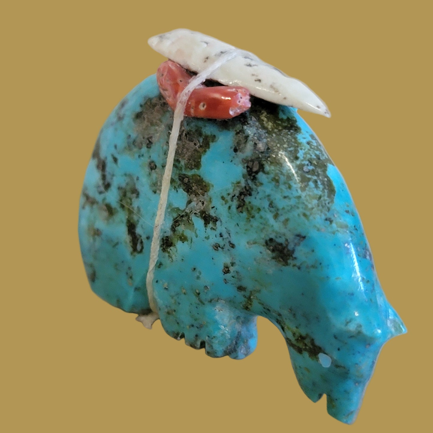Turquoise Medicine Bear w/Pack Zuni Fetish