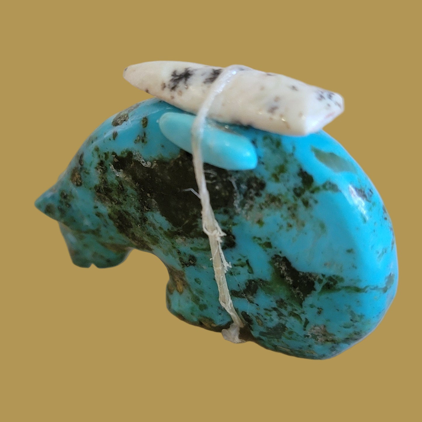 Turquoise Medicine Bear w/Pack Zuni Fetish