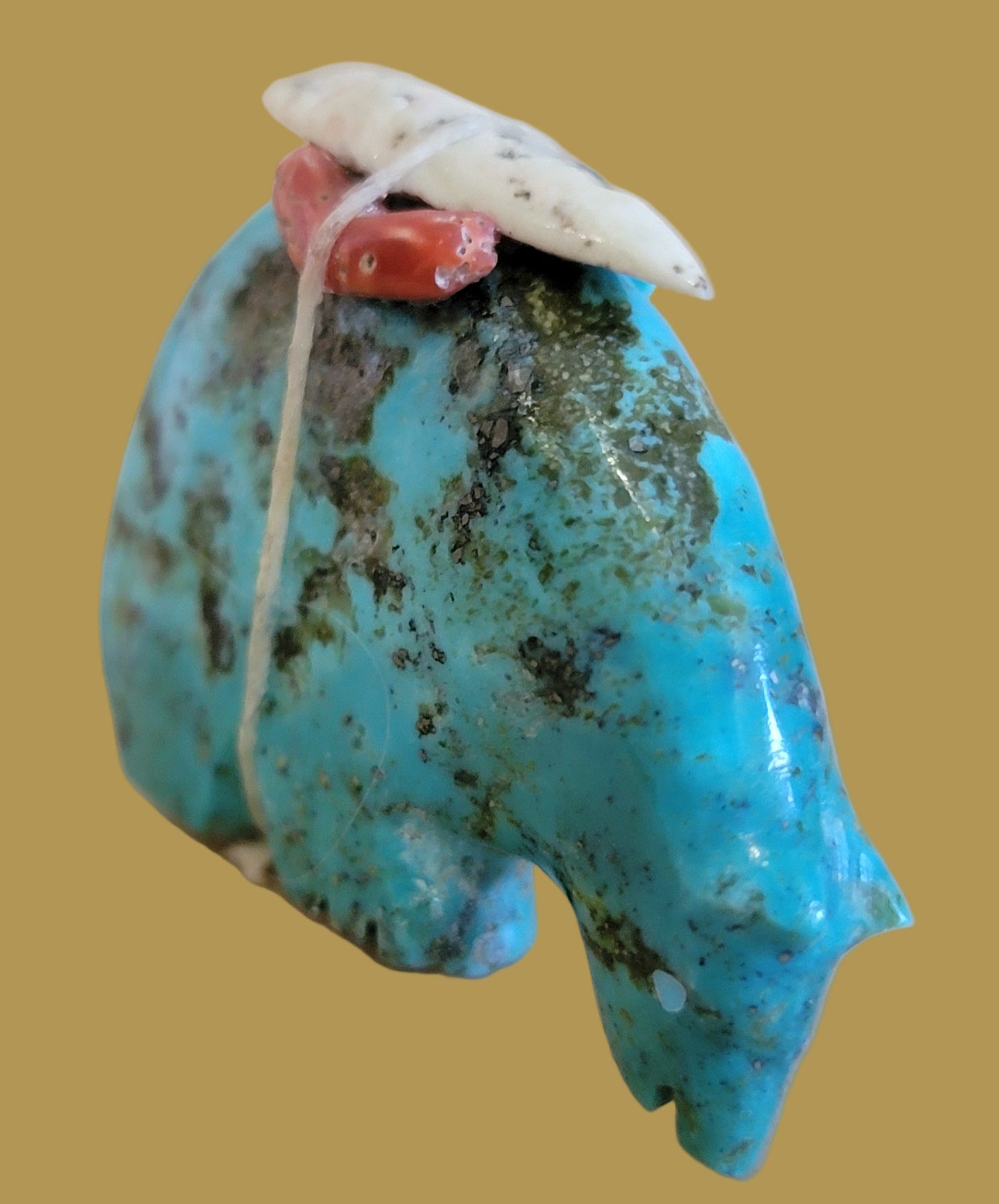 Turquoise Medicine Bear w/Pack Zuni Fetish