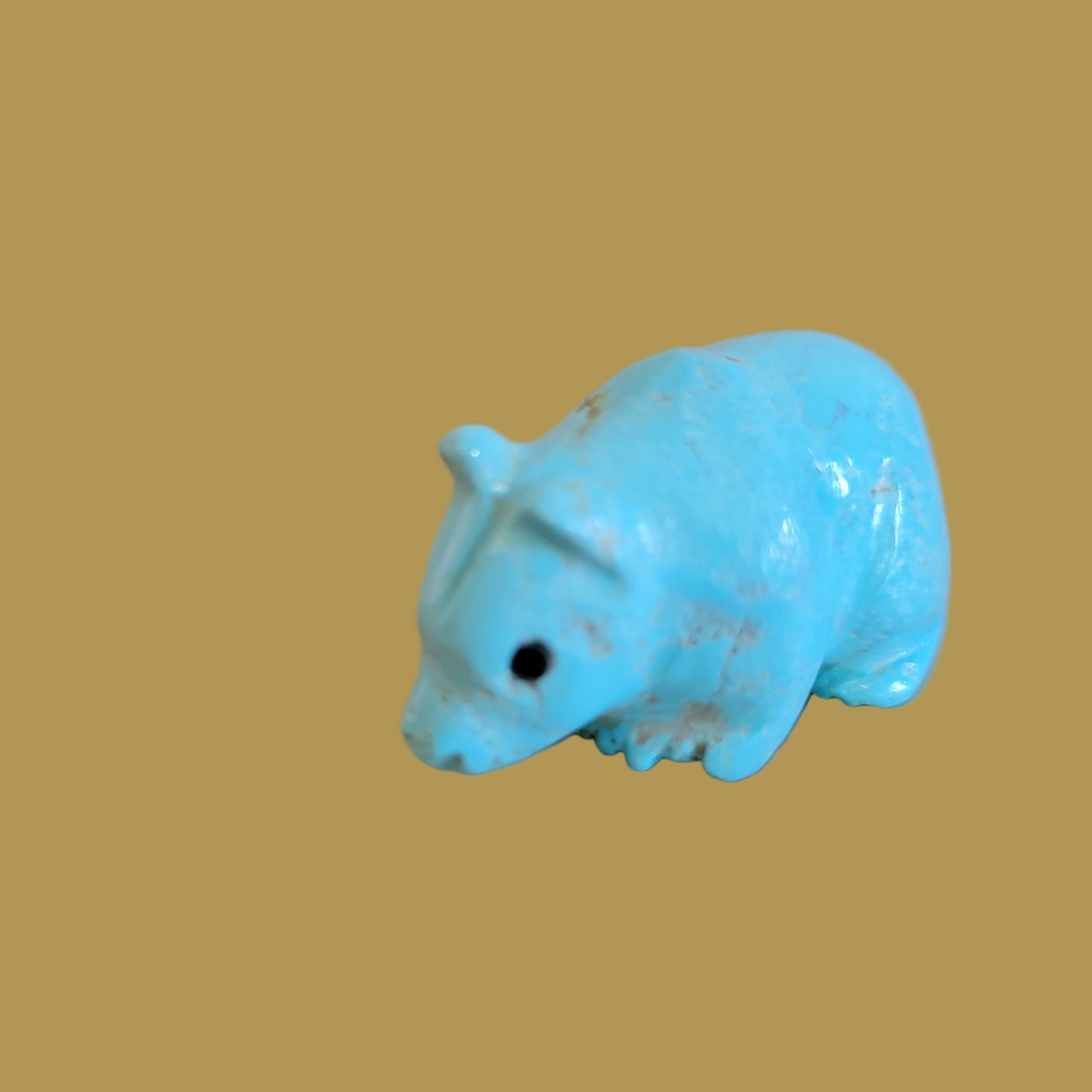Natural Fox Turquoise Navajo Grizzly Bear Cub Zuni Fetish