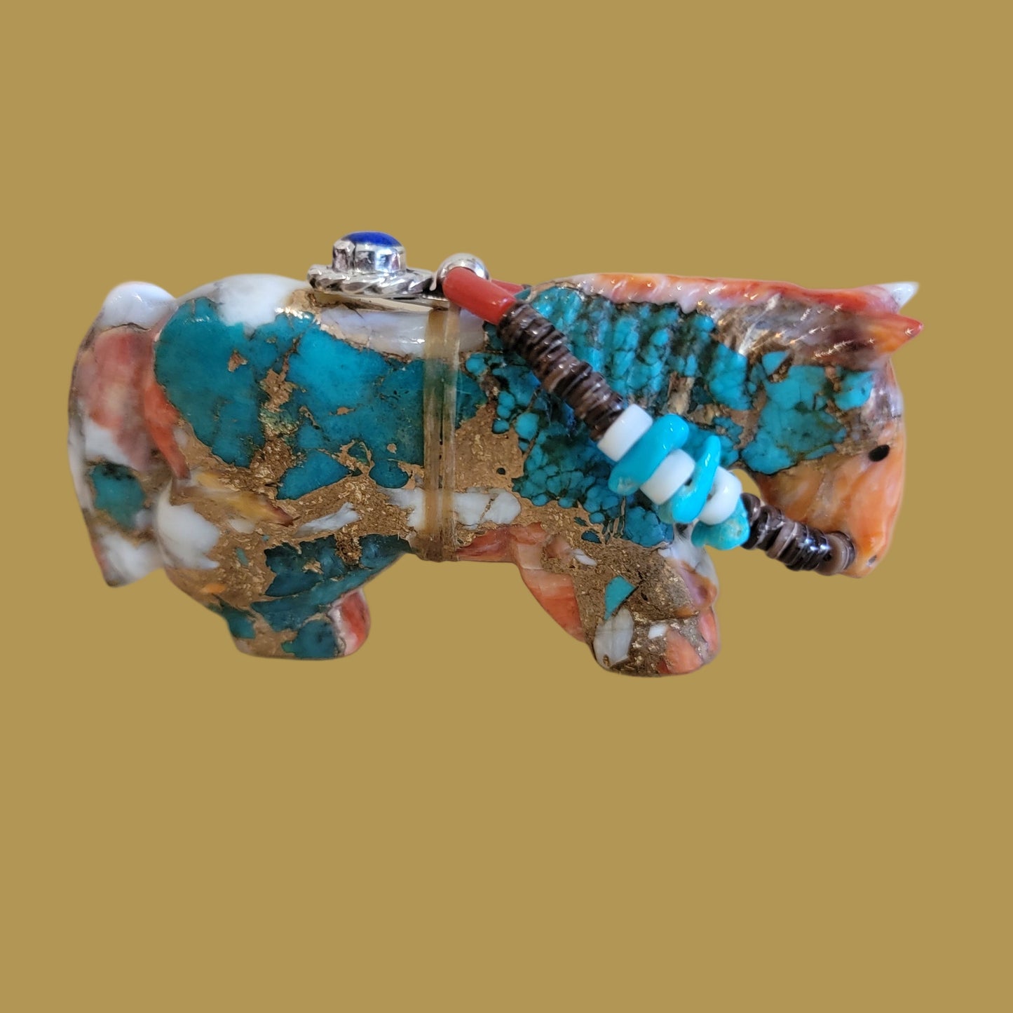 Colorful Composite Horse w/Fancy Bridle and Jewelry Zuni Fetish