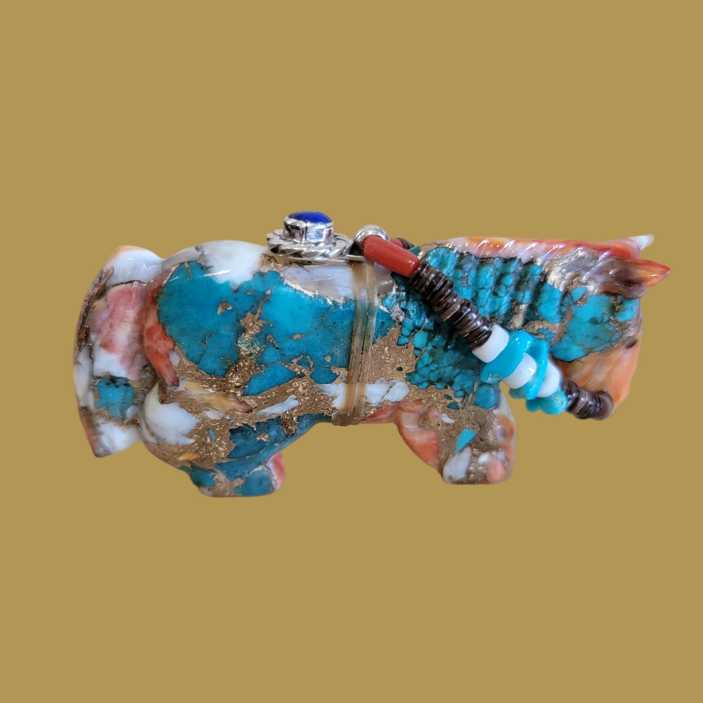 Colorful Composite Horse w/Fancy Bridle and Jewelry Zuni Fetish