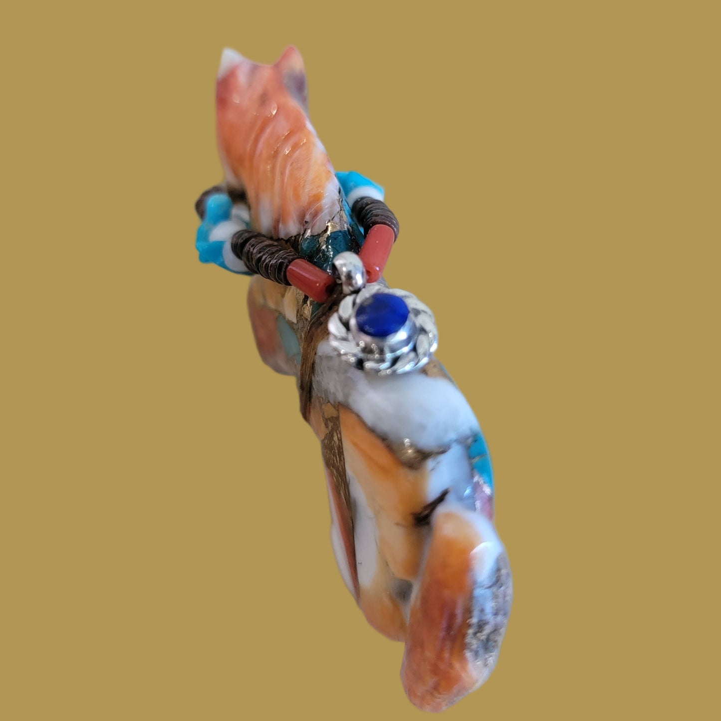 Colorful Composite Horse w/Fancy Bridle and Jewelry Zuni Fetish