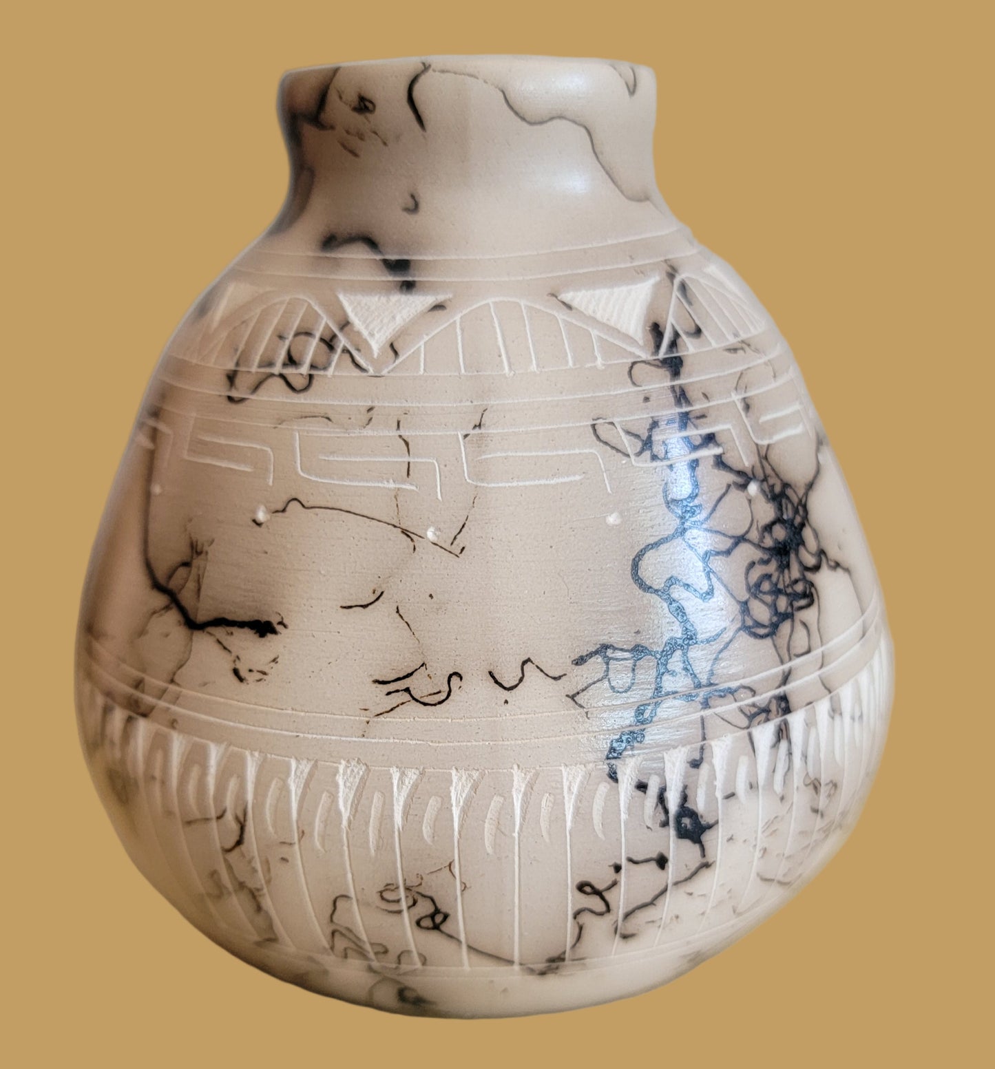 Thin Walled Navajo Horsehair Pottery Vase