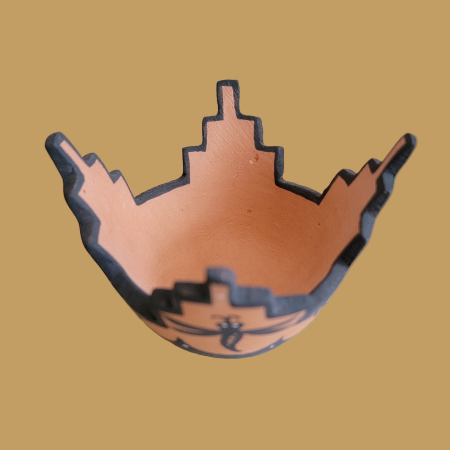 Darla's Darling Zuni Pottery Bowl w/ Dragonflies and Kiva Step Rim