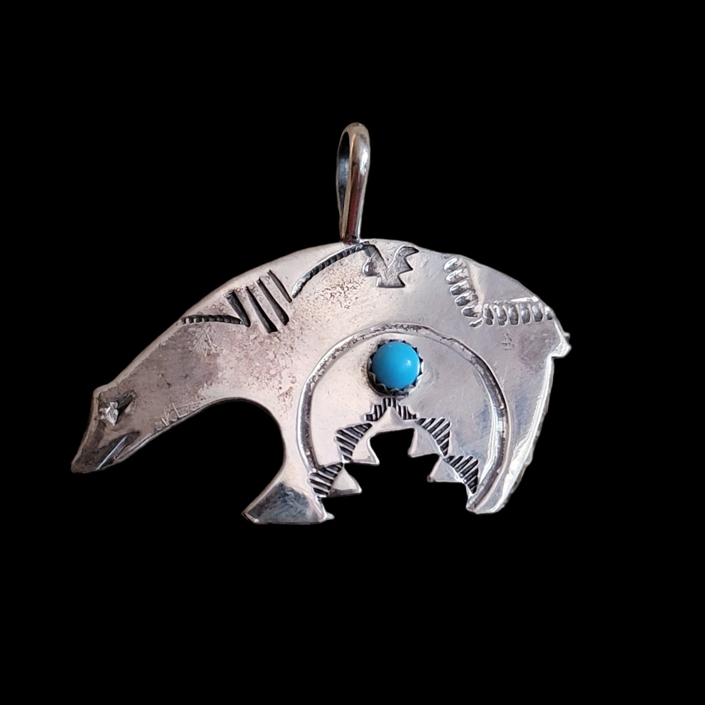Navajo Sterling Fetish Bear Pendant Indian Jewelry