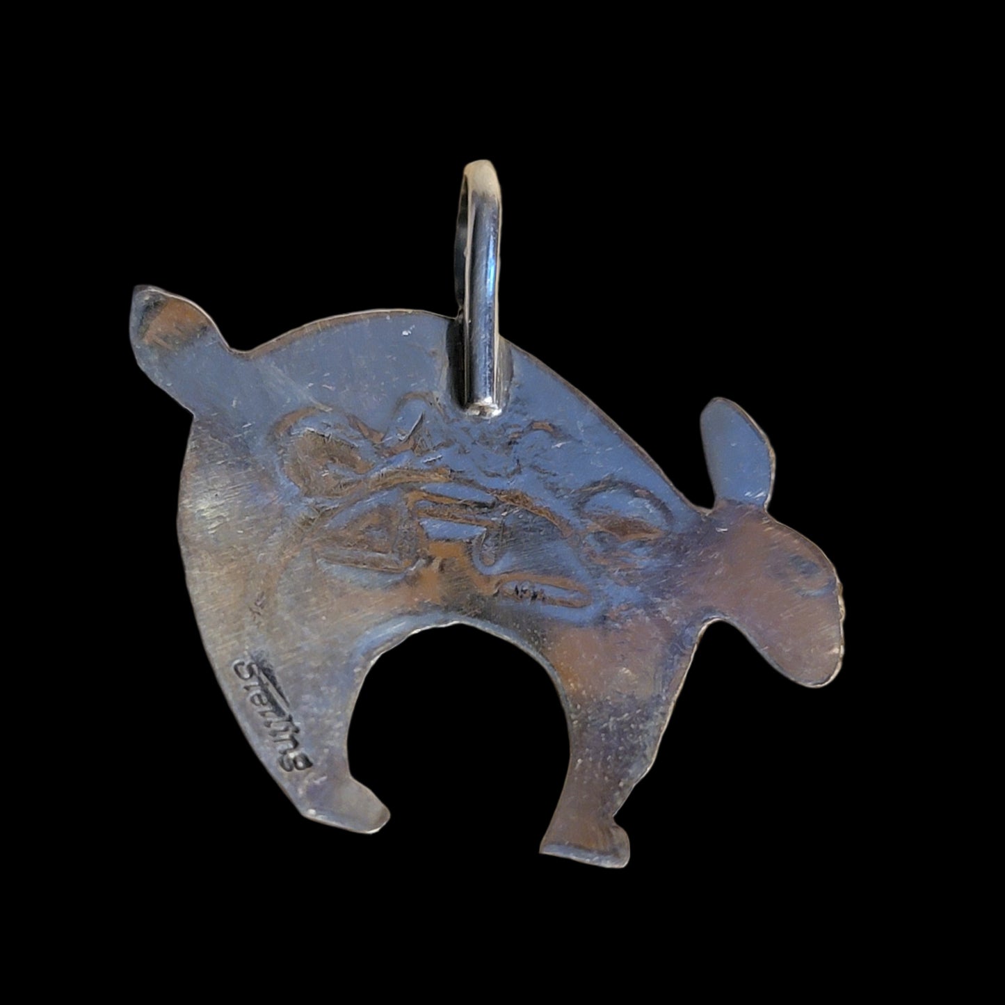 Mimbres Bunny Rabbit Sterling Silver w/Turquoise Pendant Indian Jewelry