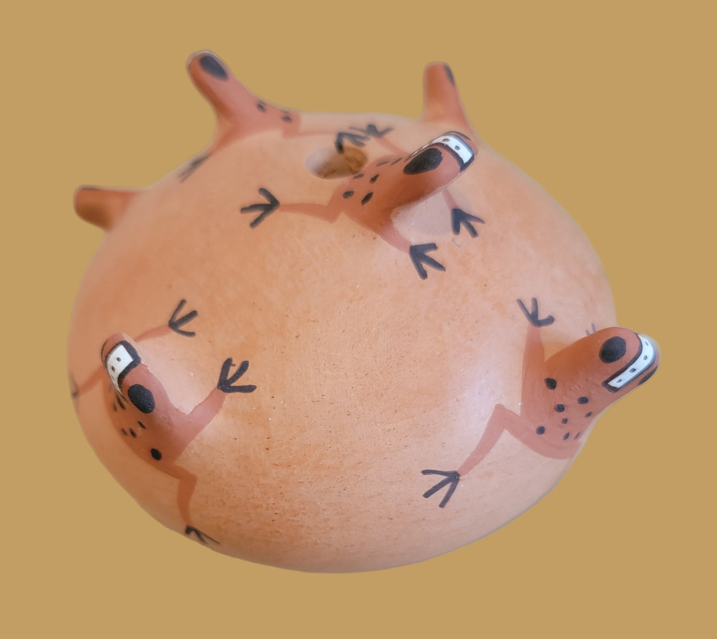 Zuni Seedbowl w/ 7 Raised Frogs Pueblo Pottery