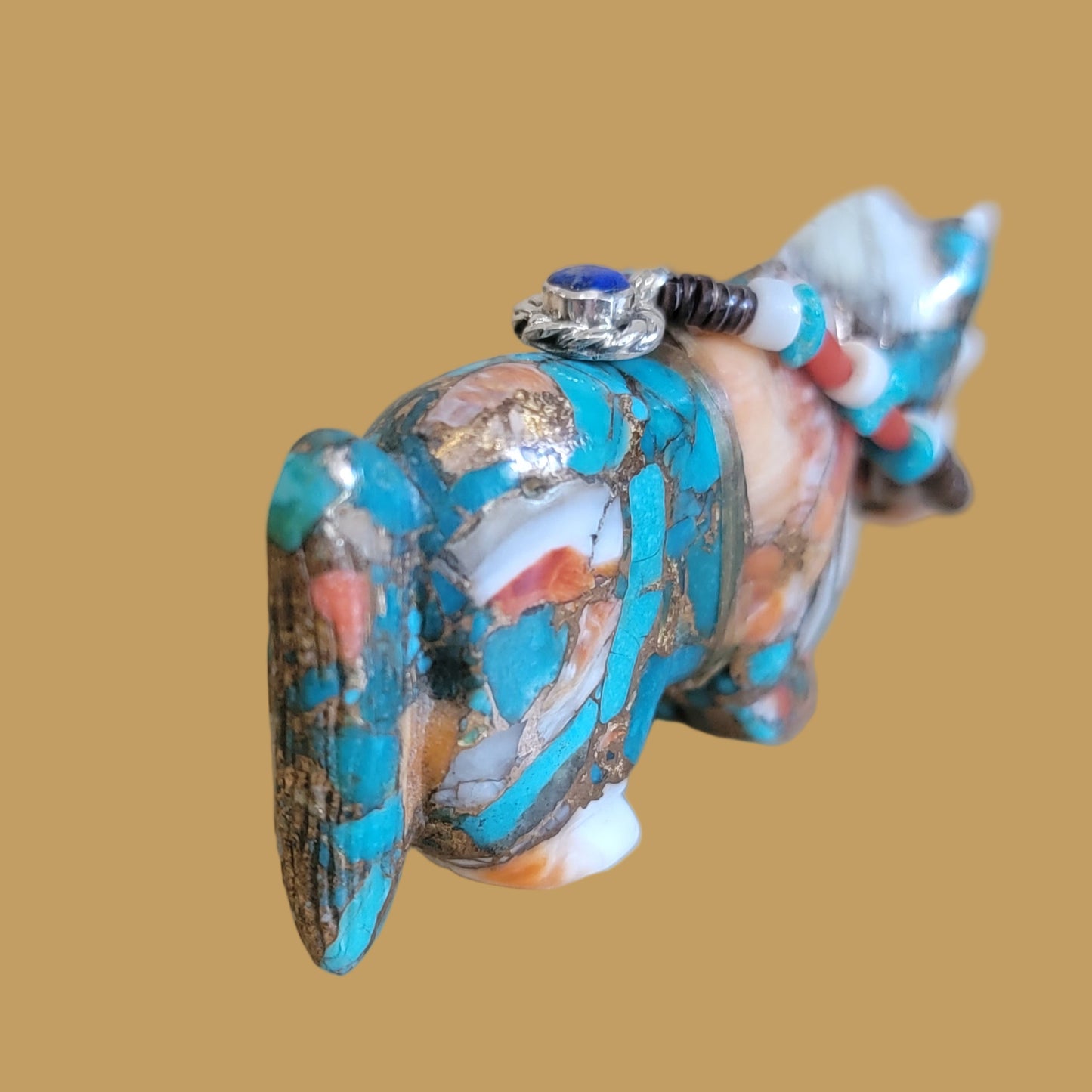 Colorful Composite Horse w/ Fancy Bridle and Sterling Jewelry Zuni Fetish