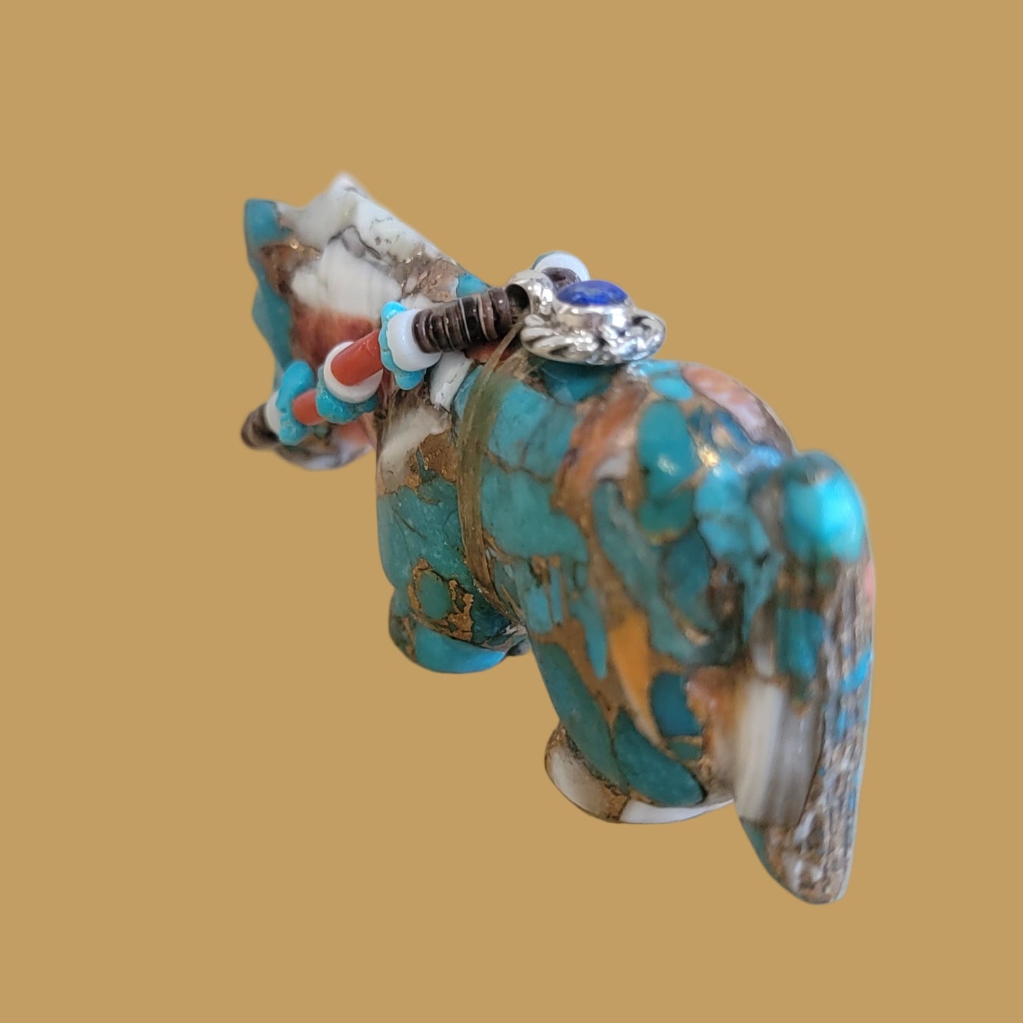 Colorful Composite Horse w/ Fancy Bridle and Sterling Jewelry Zuni Fetish