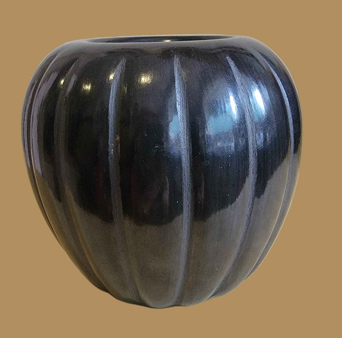 Santa Clara Pueblo Blackware Melon Bowl Indian Pottery