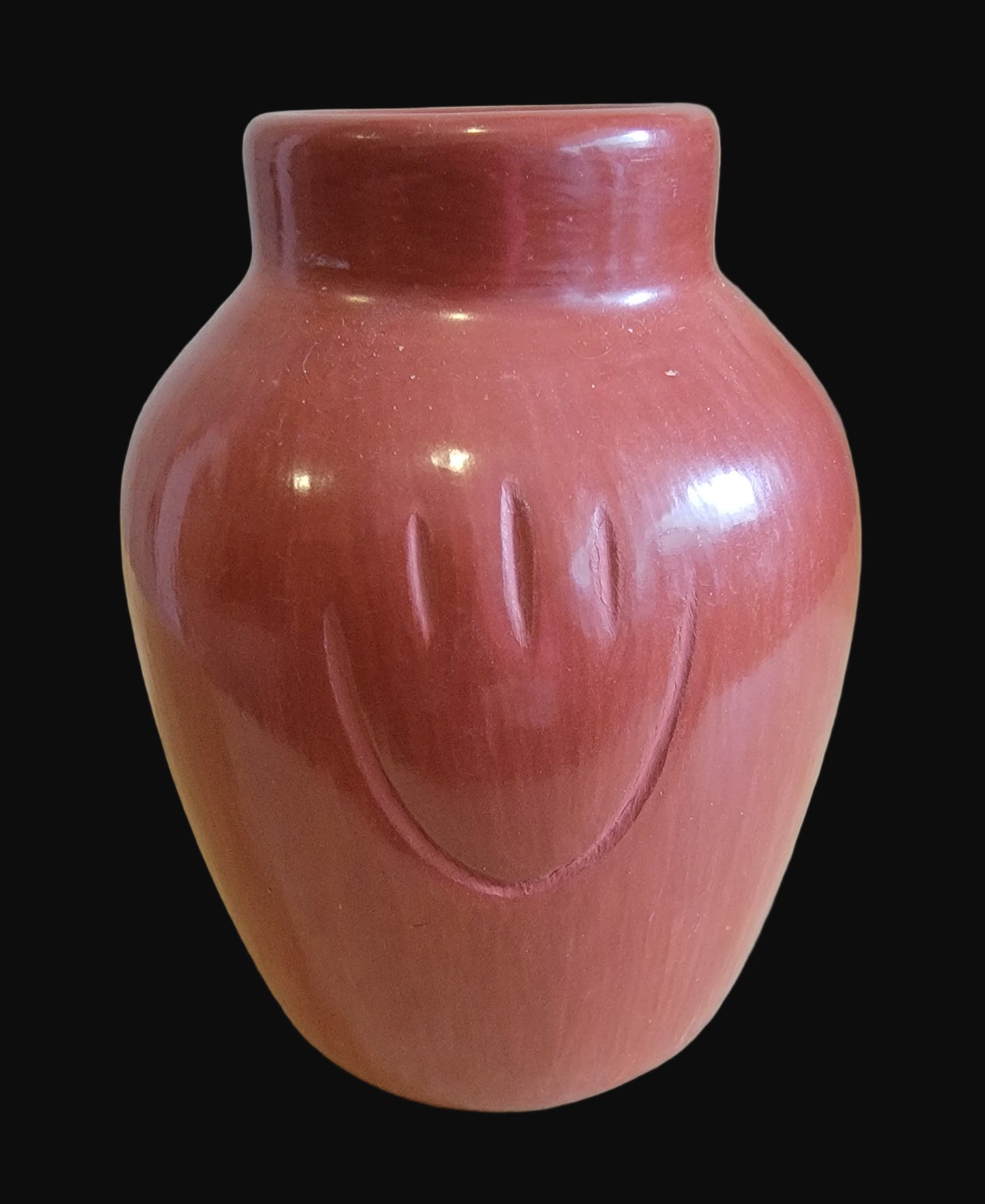 Redware Vase w/Pawprint Design Santa Clara Pueblo Indian Pottery