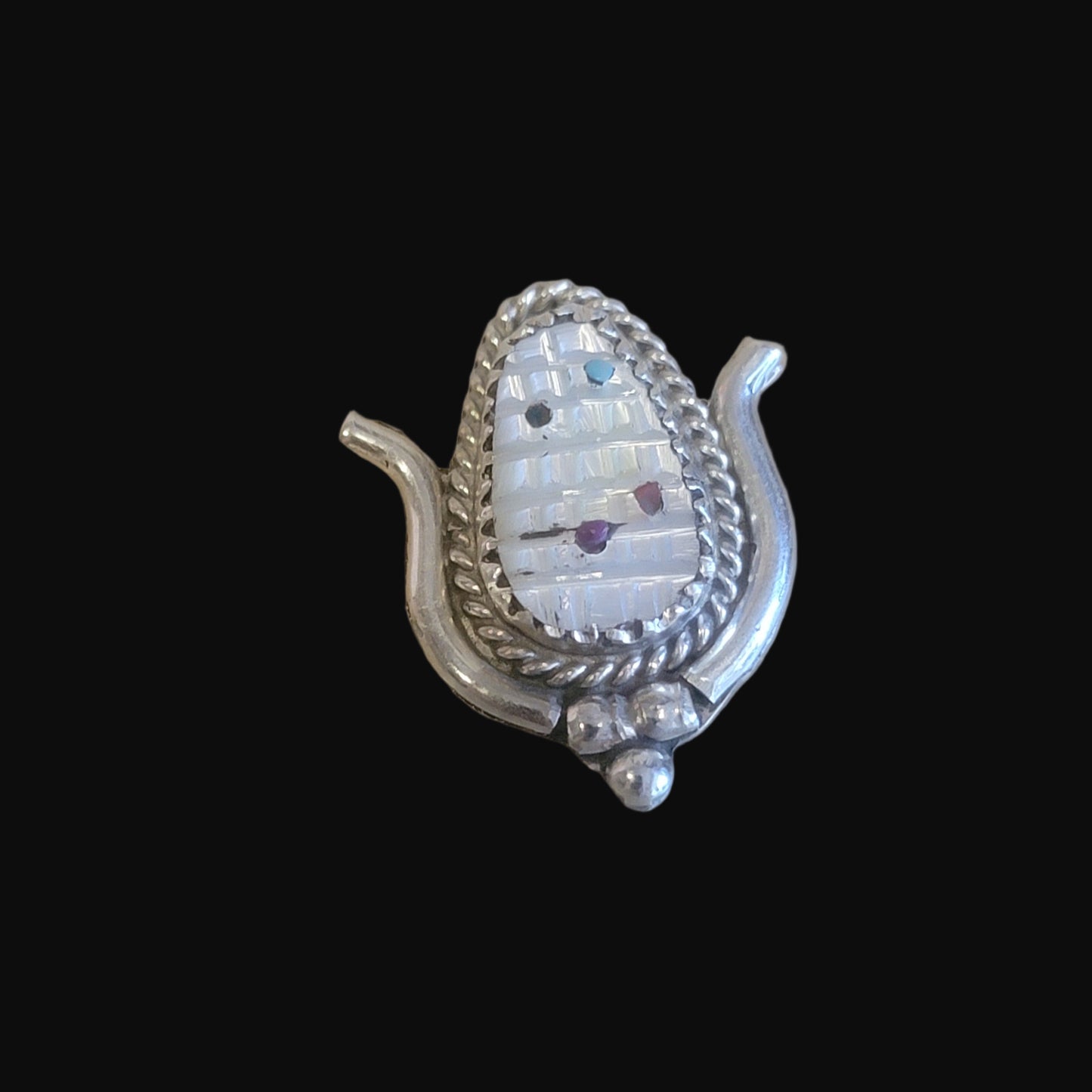 Mother of Pearl Indian Corn w/ Sterling Zuni Pendant Indian Jewelry