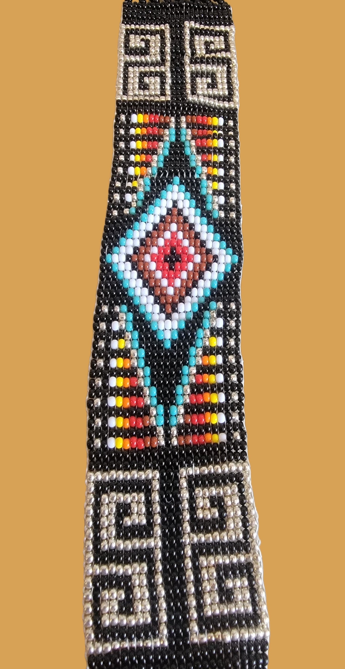 Stunning Navajo Beaded Necklace w/Turquoise Stones Indian Beadwork/Jewelry