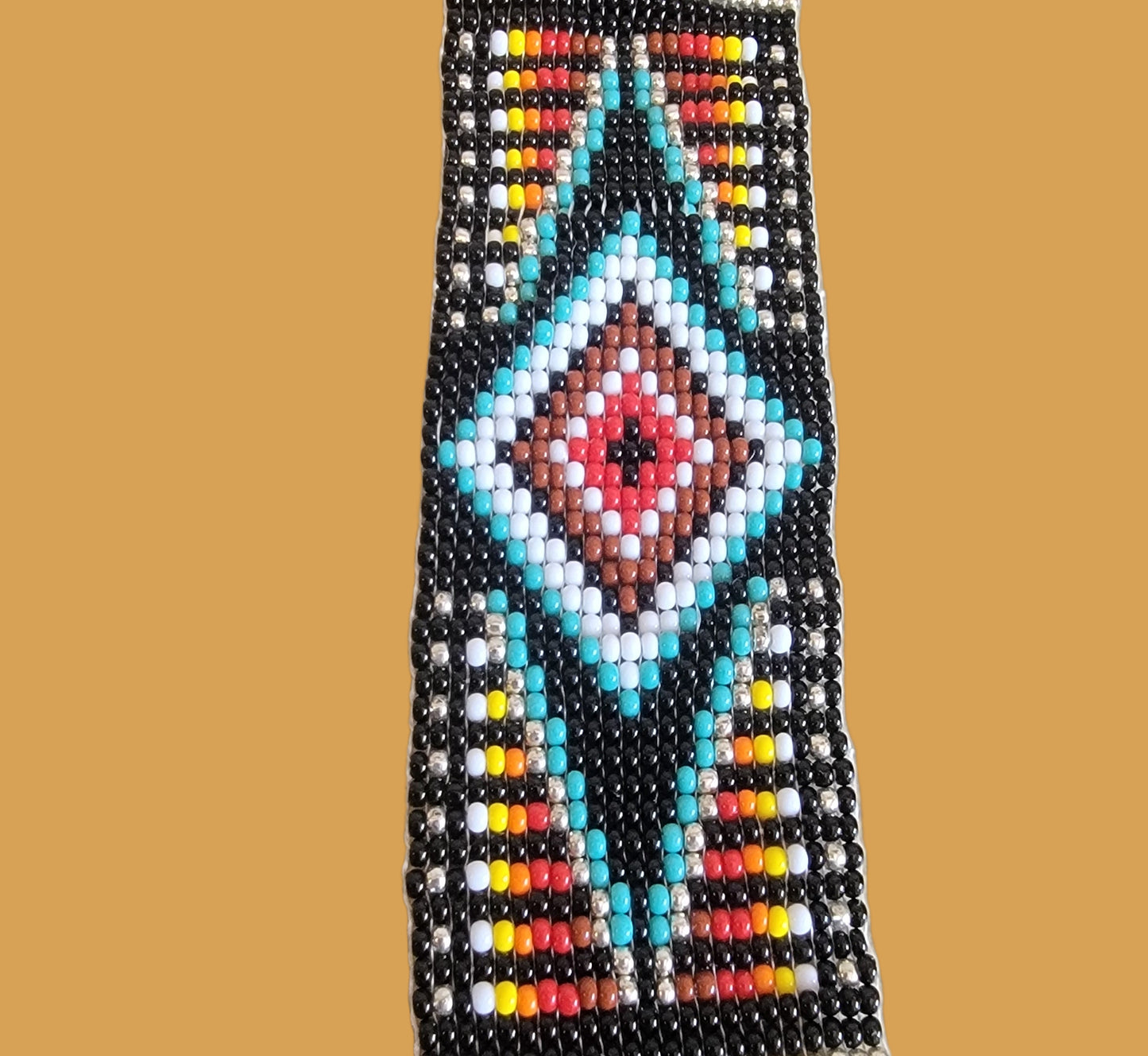 Stunning Navajo Beaded Necklace w/Turquoise Stones Indian Beadwork/Jewelry