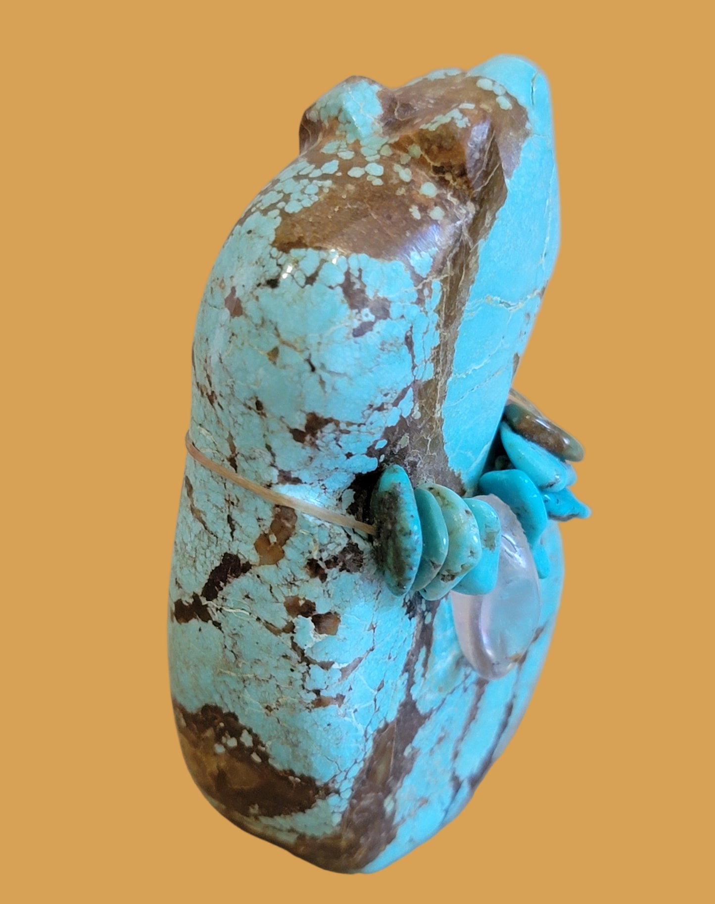 Magical Turquoise Standing Bear w/ Turquoise and Crystal Necklace Zuni Fetish